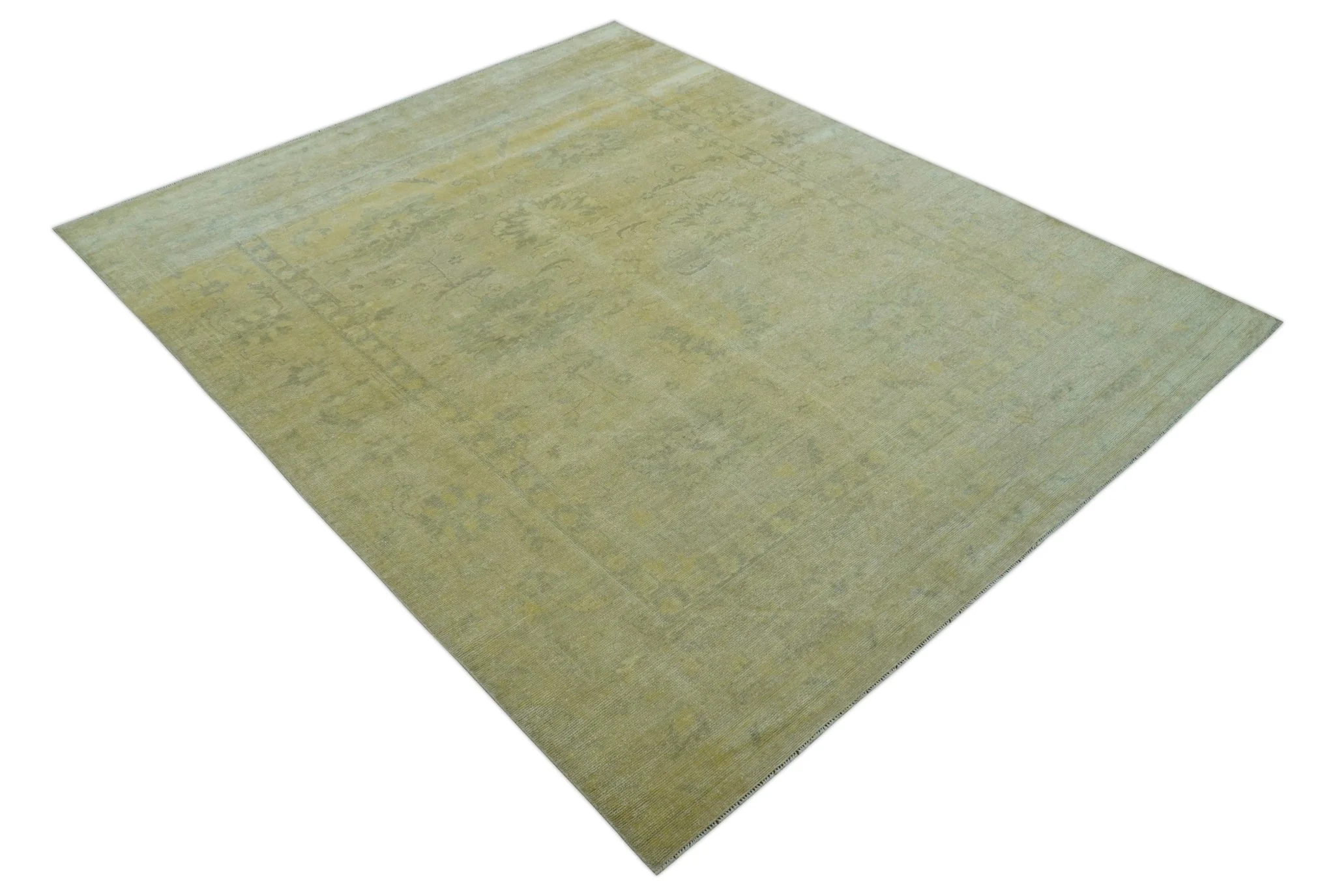 Traditional Turkish (Oushak) Design Gold And Gray Hand Knotted 8x10 Wool Area Rug - Image 11