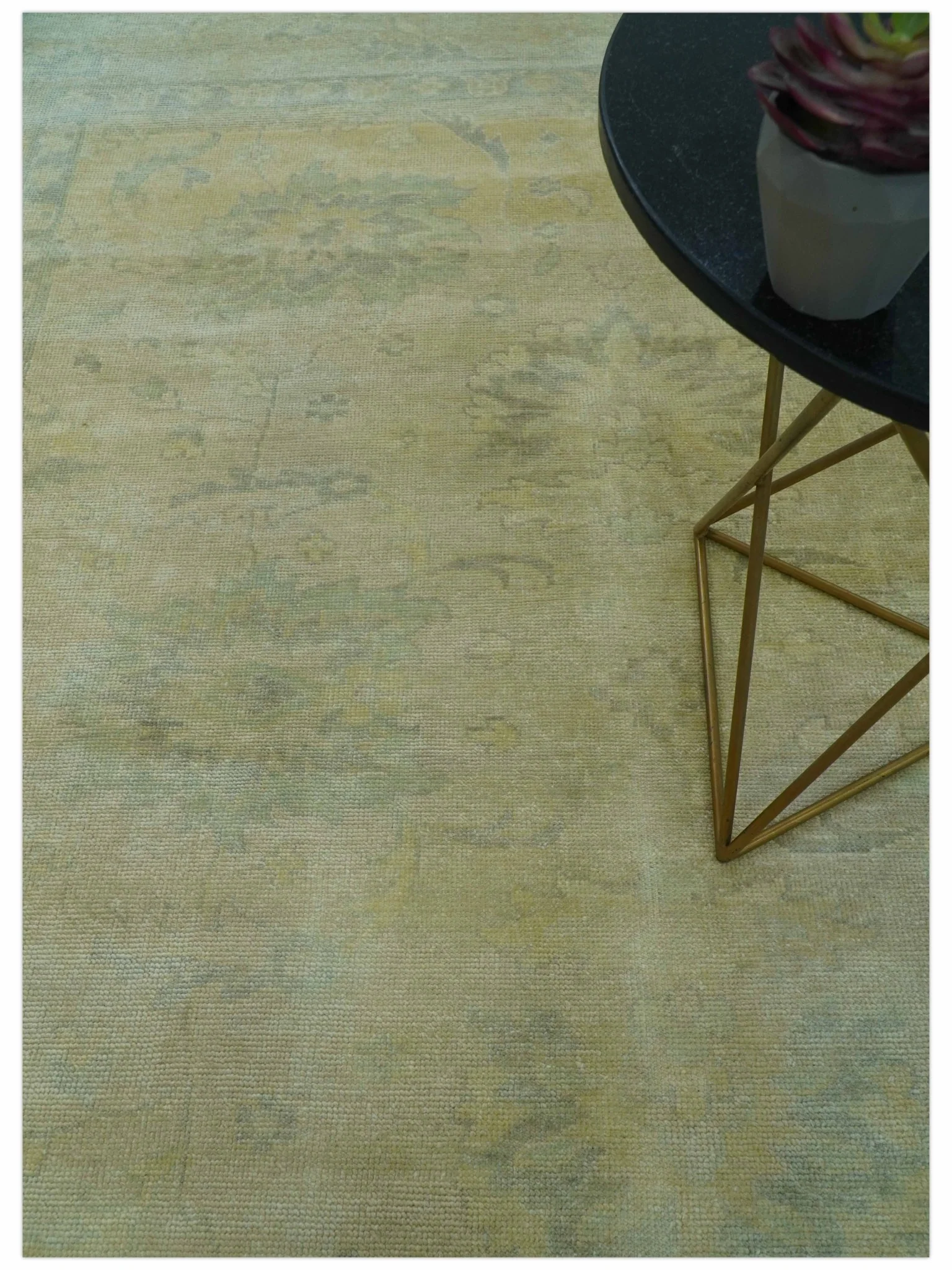 Traditional Turkish (Oushak) Design Gold And Gray Hand Knotted 8x10 Wool Area Rug - Image 8