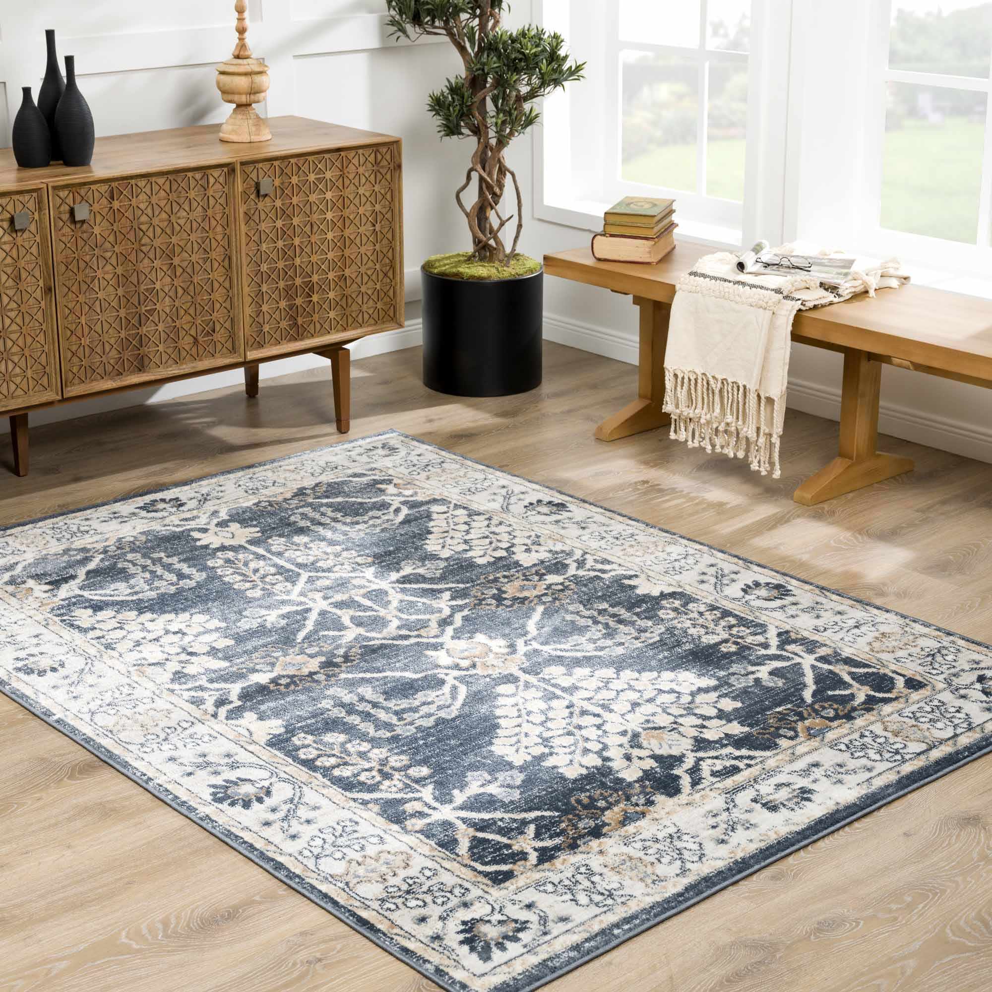 Traditional Design Charcoal, Beige and Camel Medium pile Area rug - Image 3