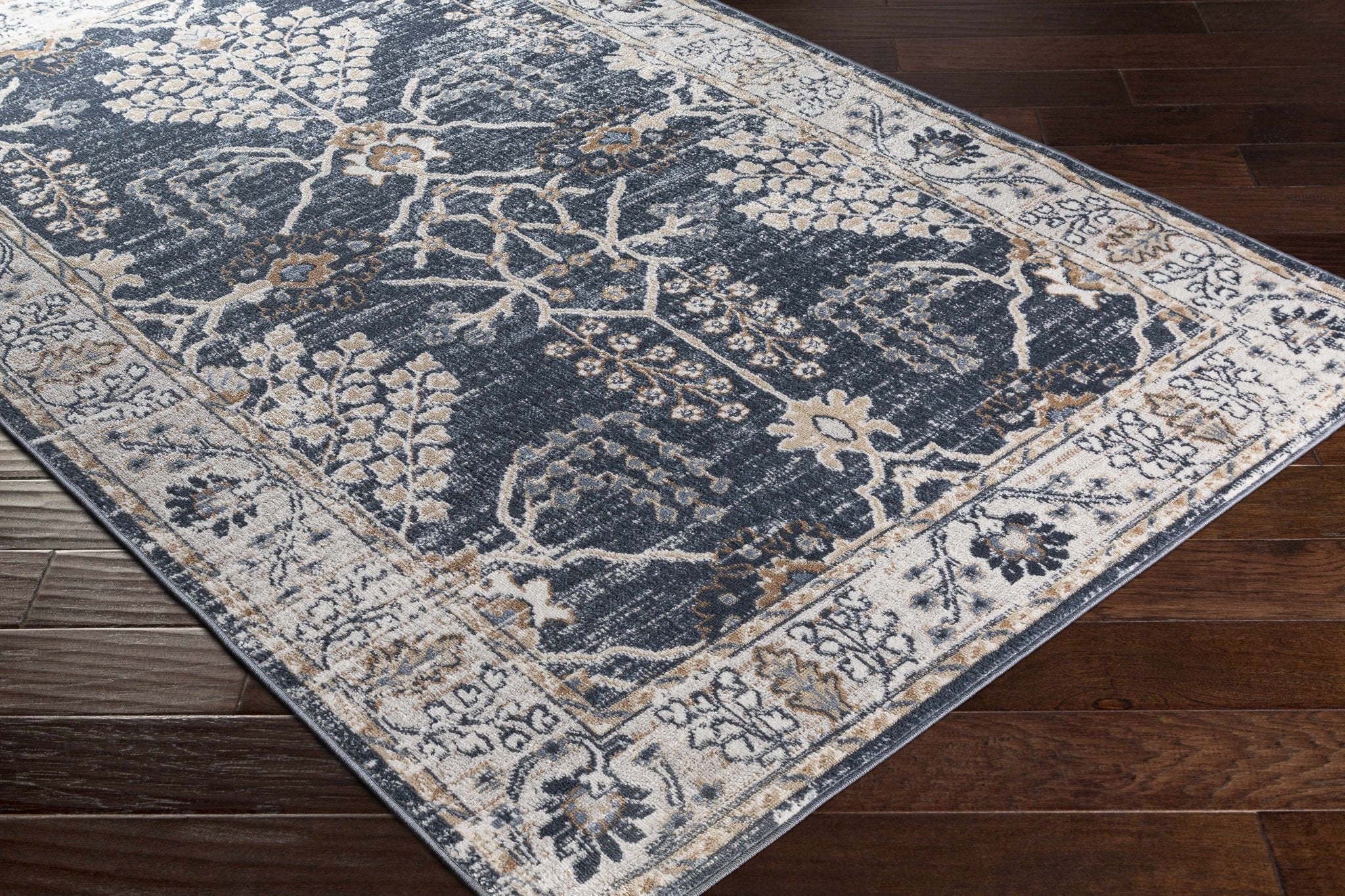 Traditional Design Charcoal, Beige and Camel Medium pile Area rug - Image 4