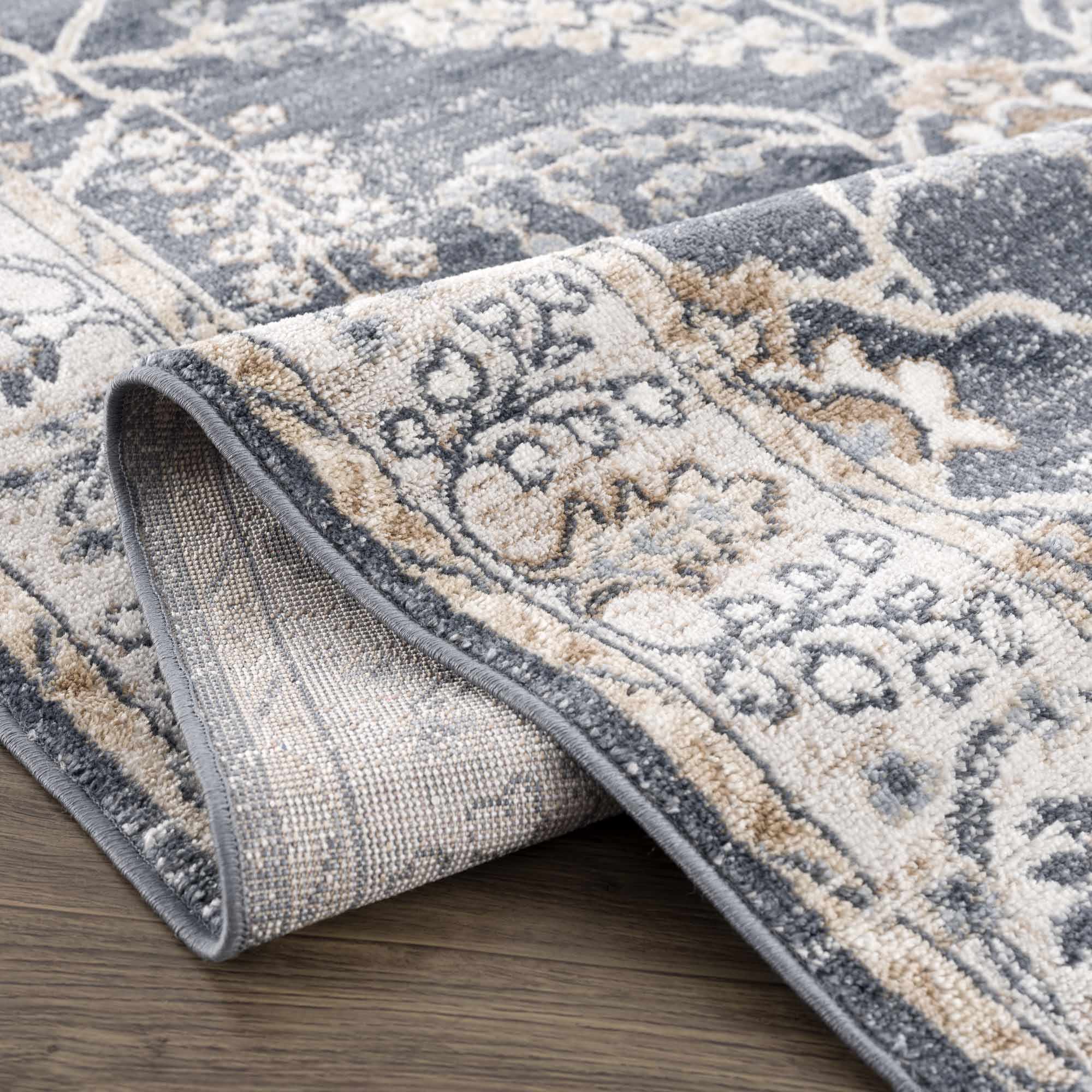 Traditional Design Charcoal, Beige and Camel Medium pile Area rug - Image 6