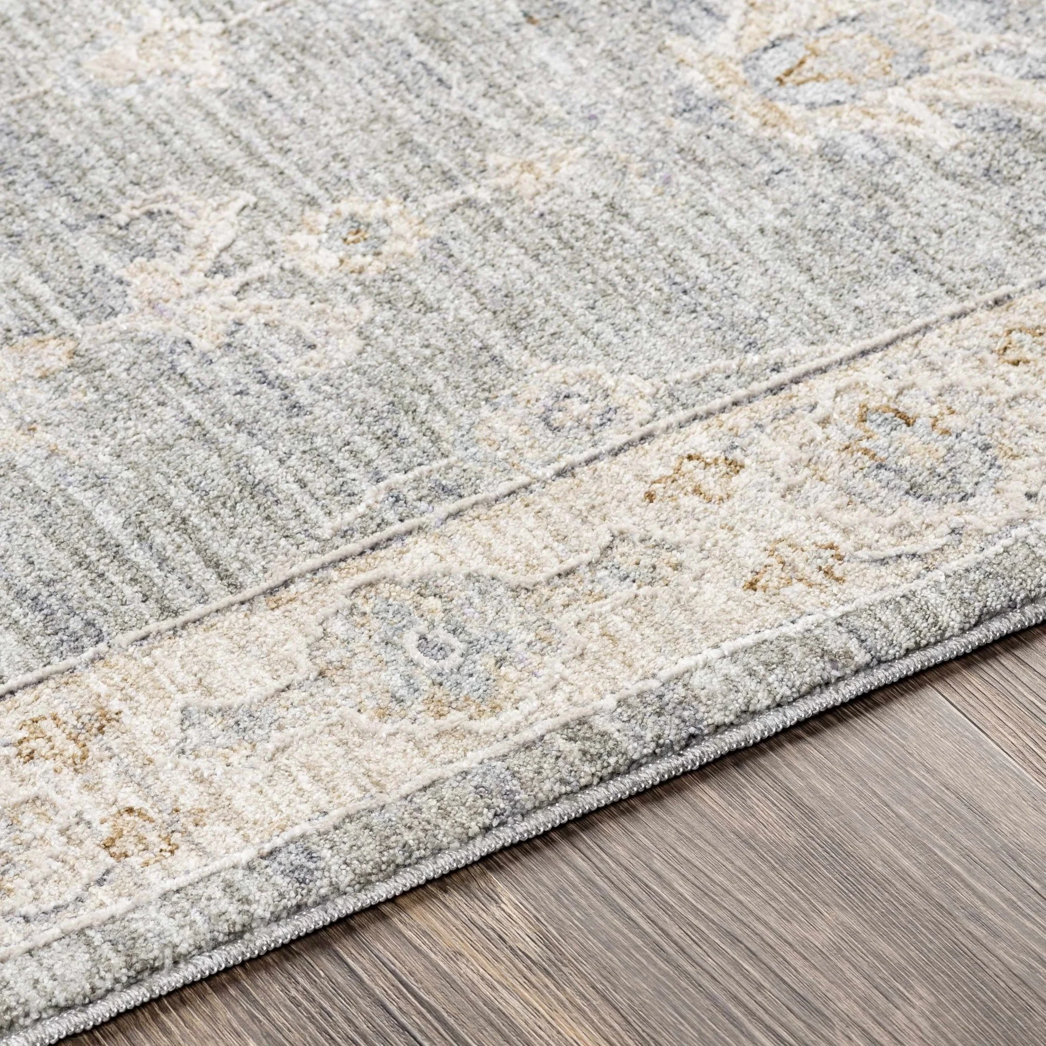 Traditional Vintage Style Gray, Beige, Violet and White Medium Pile Rug - Image 10