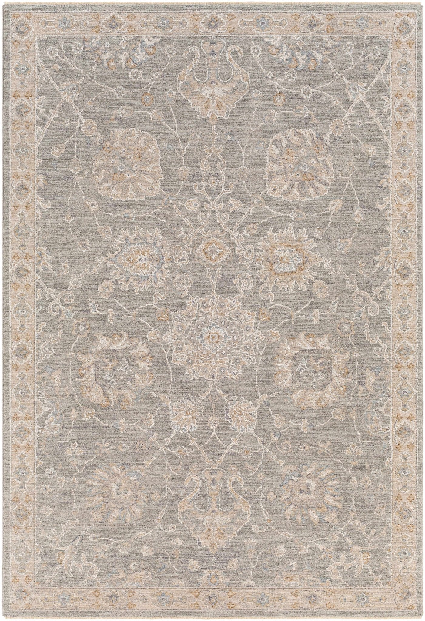 Traditional Vintage Style Gray, Beige, Violet and White Medium Pile Rug - Image 11