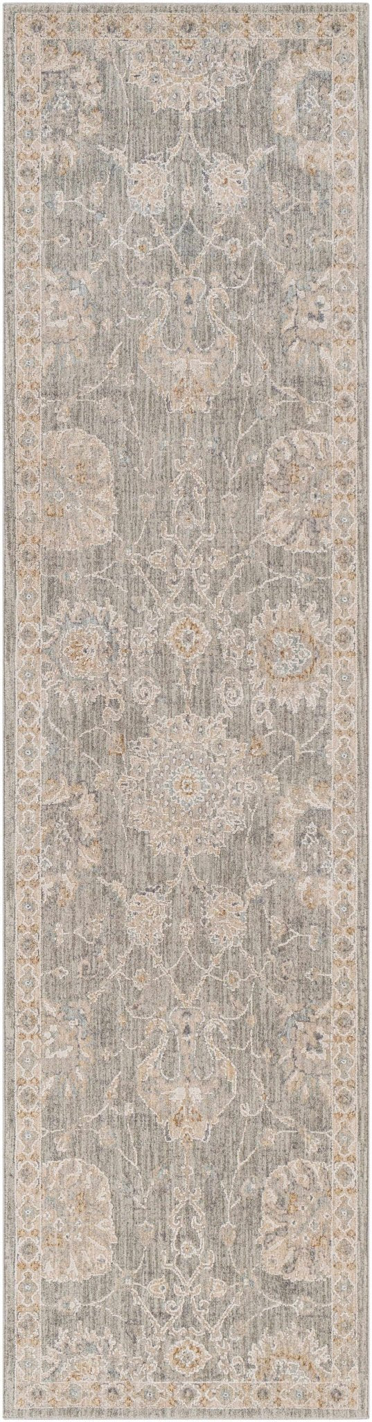 Traditional Vintage Style Gray, Beige, Violet and White Medium Pile Rug - Image 13