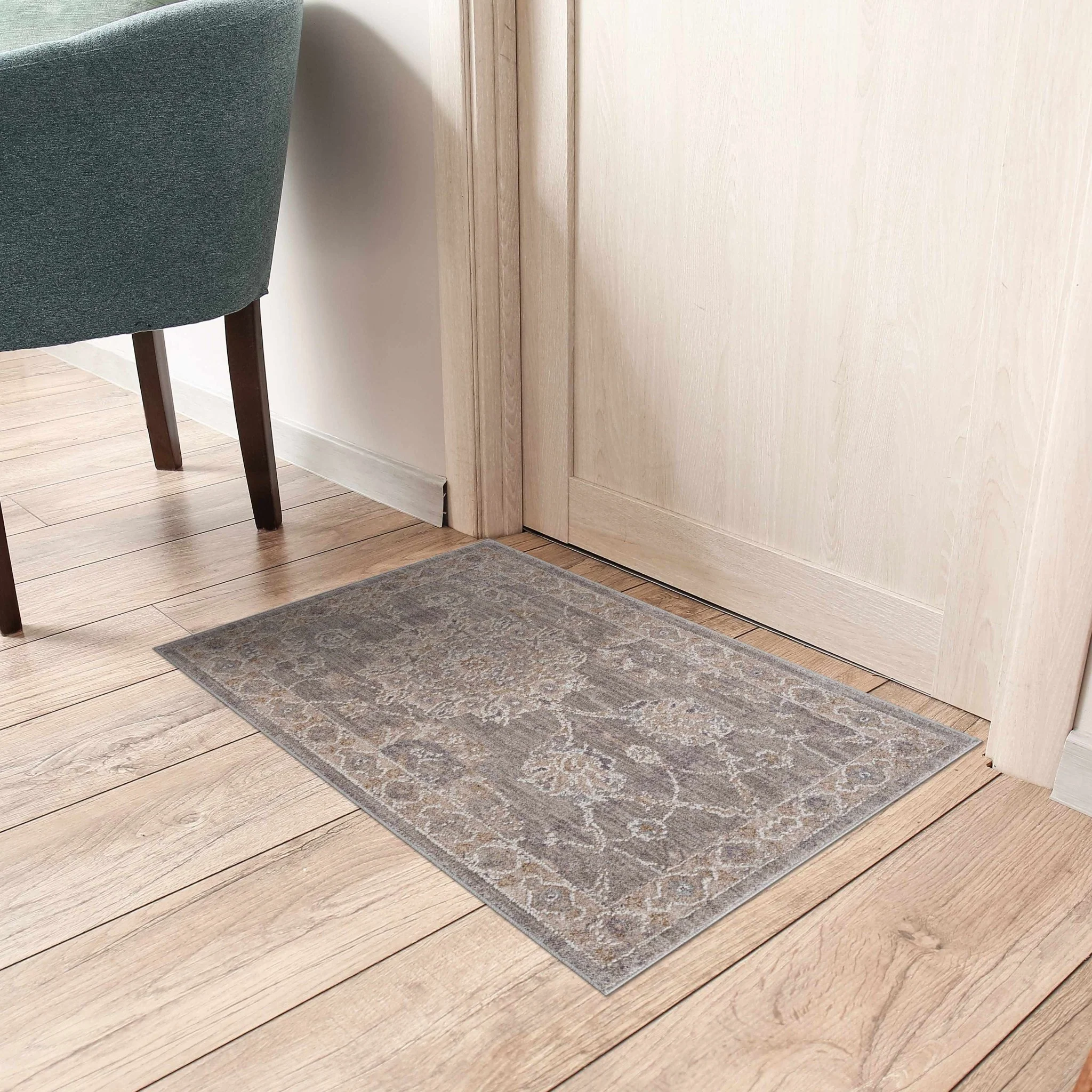 Traditional Vintage Style Gray, Beige, Violet and White Medium Pile Rug - Image 16