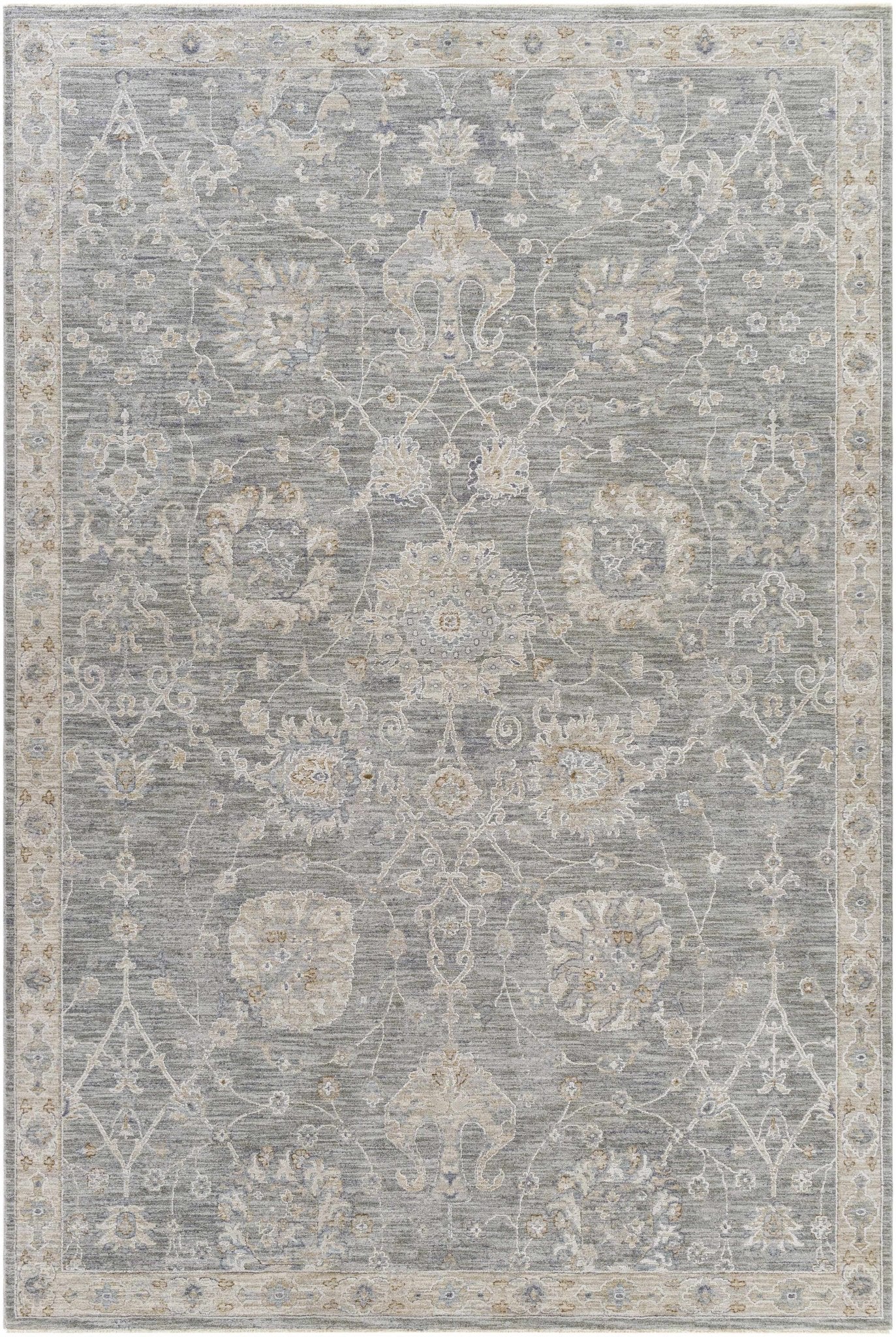 Traditional Vintage Style Gray, Beige, Violet and White Medium Pile Rug - Image 19