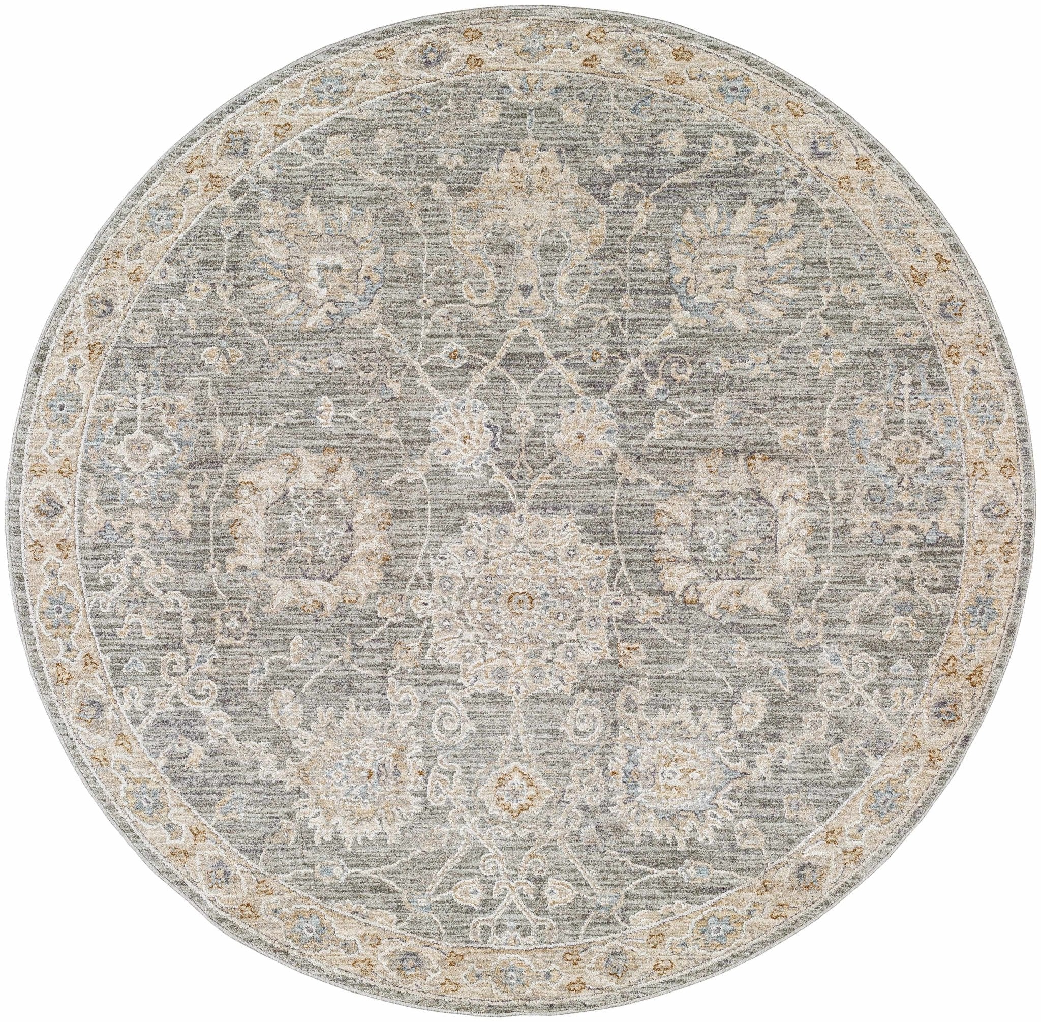 Traditional Vintage Style Gray, Beige, Violet and White Medium Pile Rug - Image 20