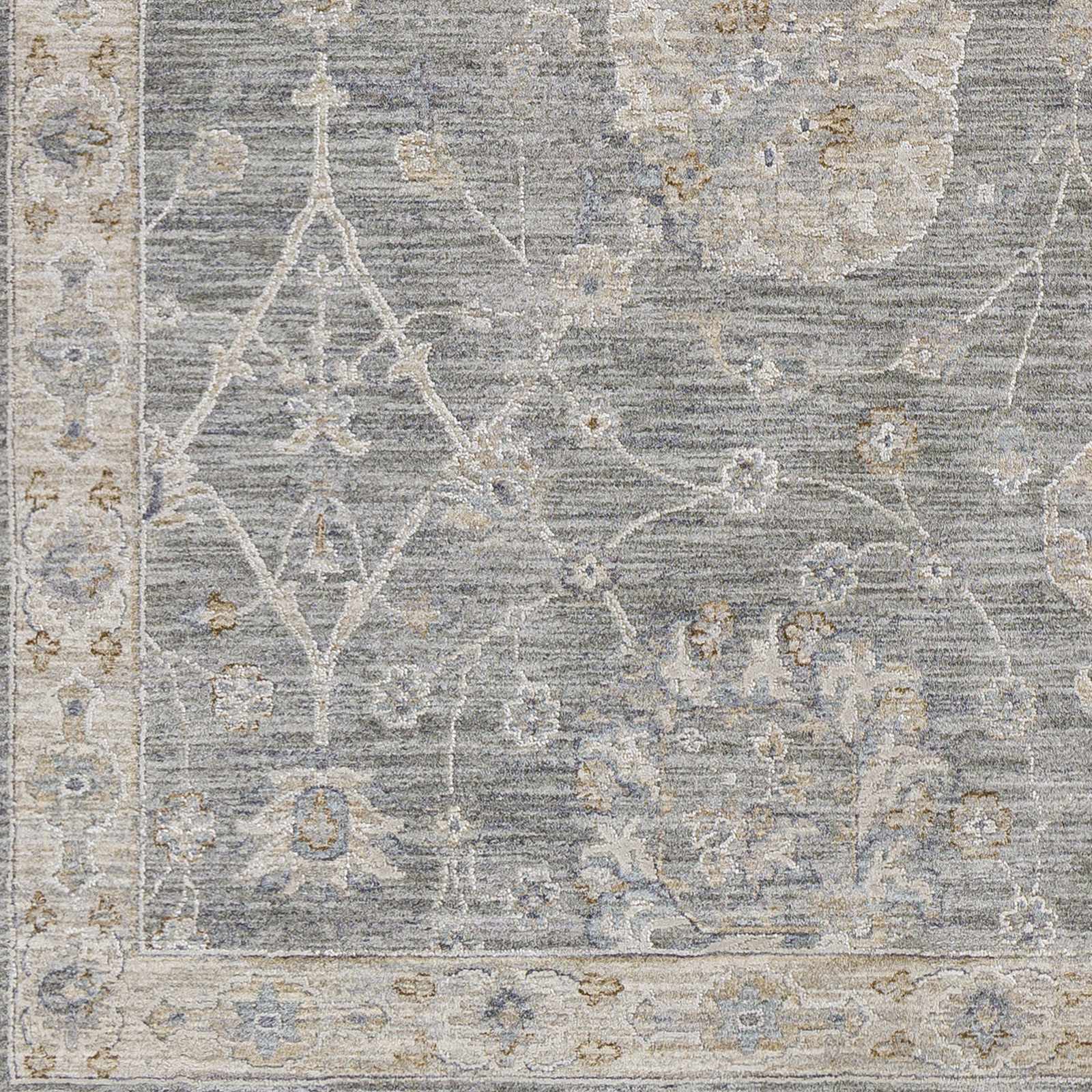 Traditional Vintage Style Gray, Beige, Violet and White Medium Pile Rug - Image 6