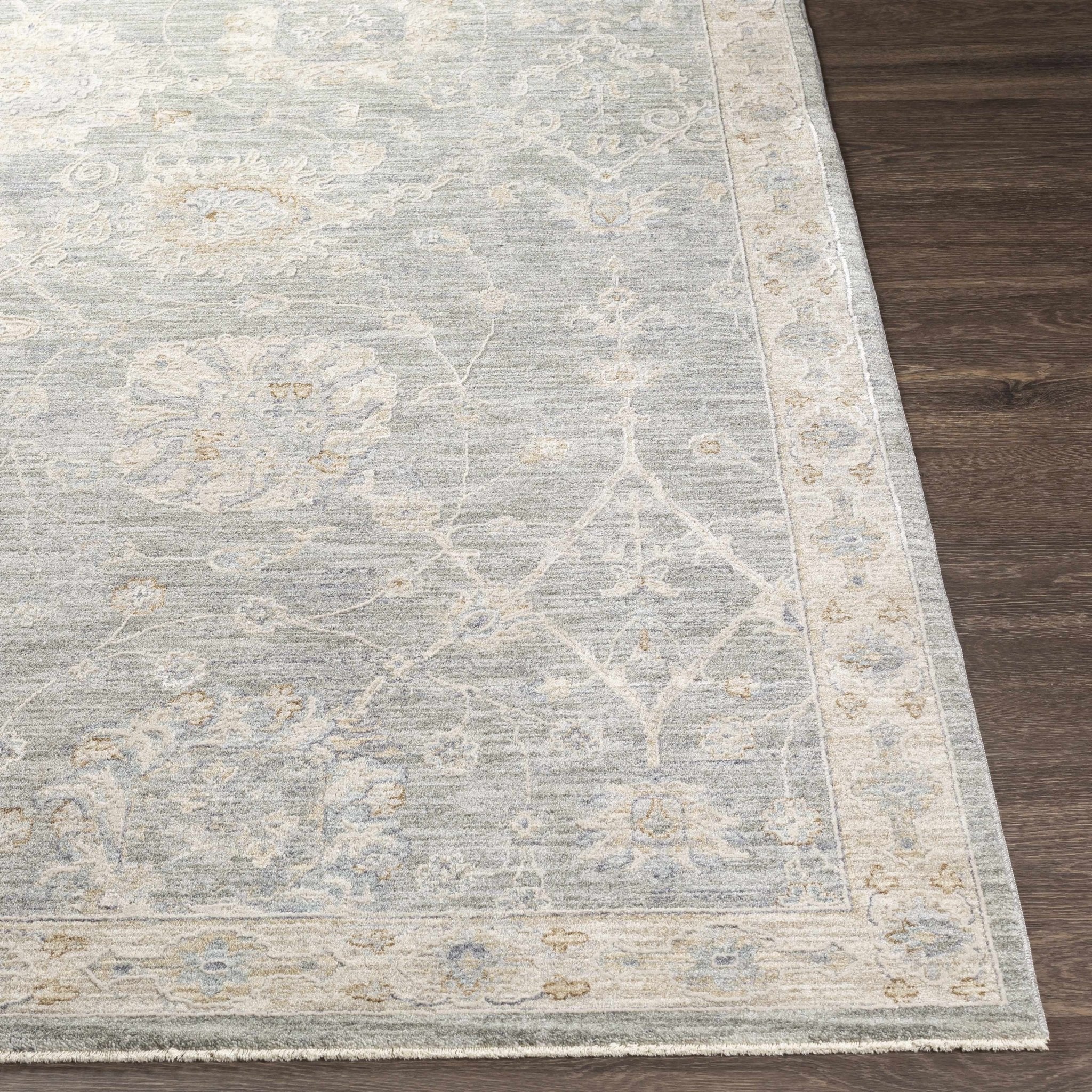 Traditional Vintage Style Gray, Beige, Violet and White Medium Pile Rug - Image 7