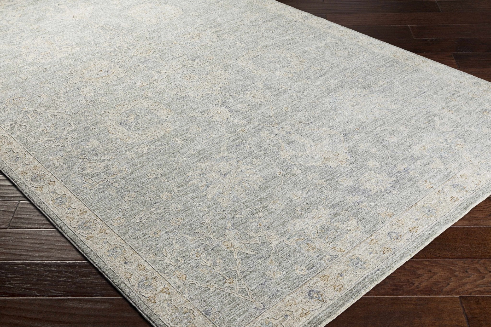 Traditional Vintage Style Gray, Beige, Violet and White Medium Pile Rug - Image 8