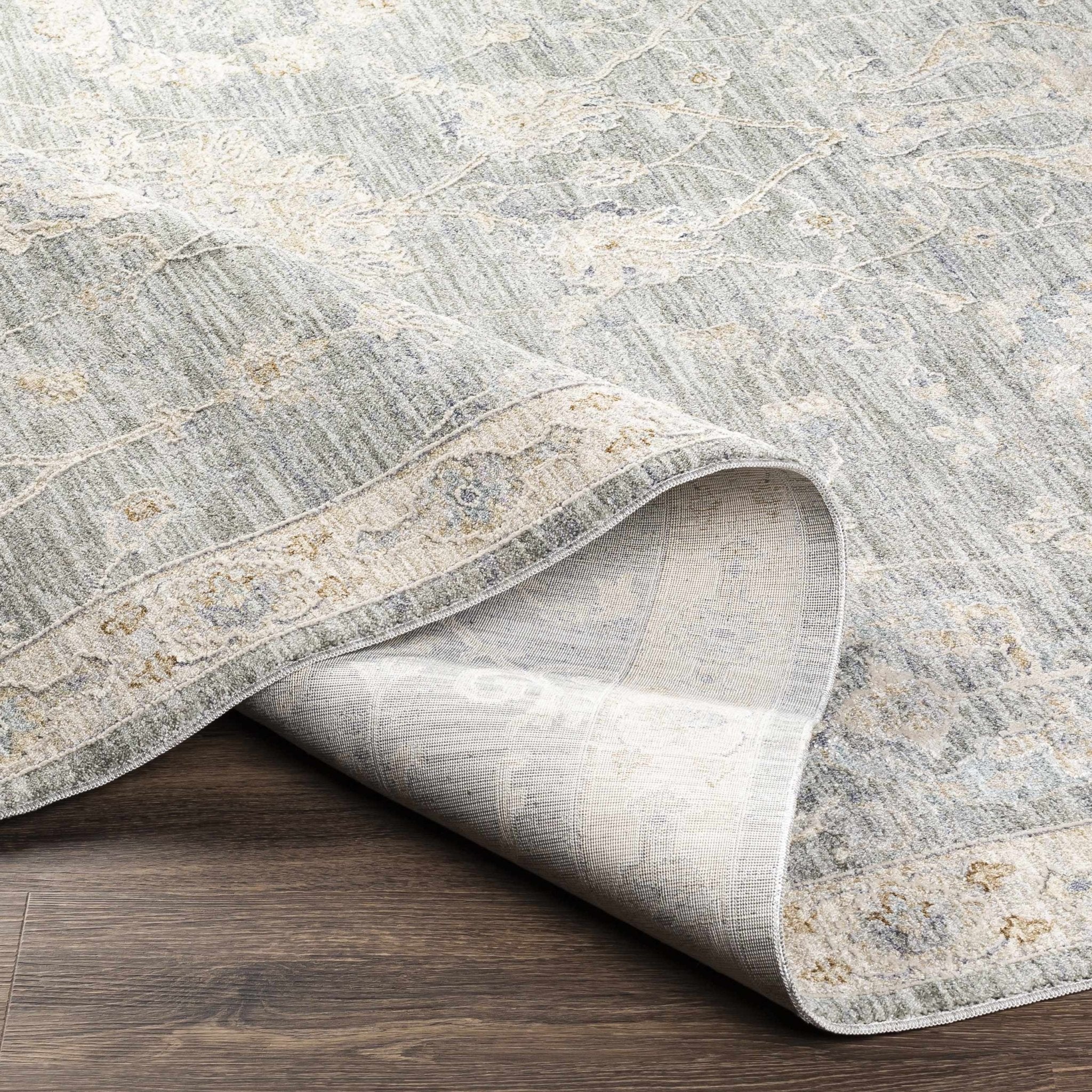 Traditional Vintage Style Gray, Beige, Violet and White Medium Pile Rug - Image 9
