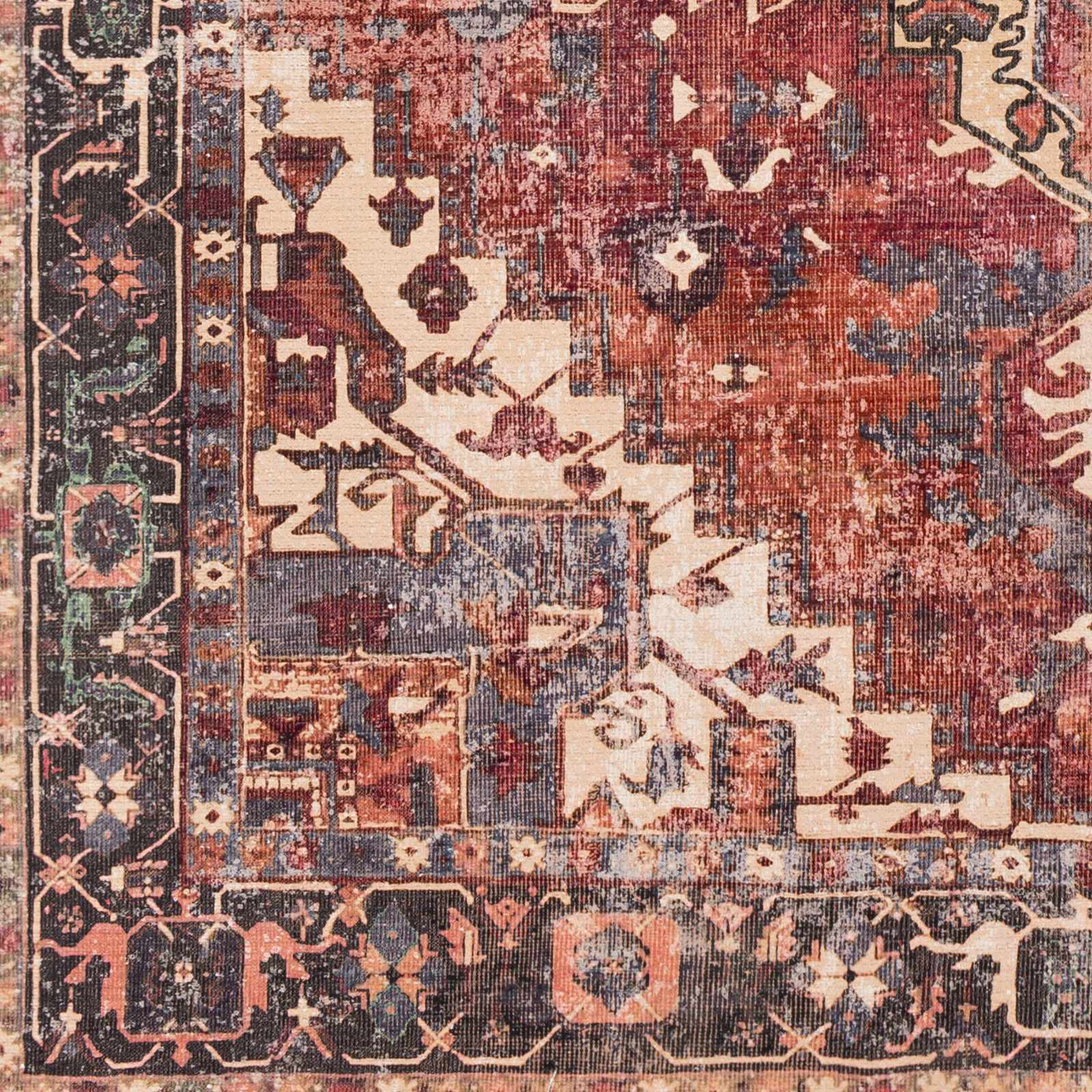 Traditional Vintage Style Brown, Rust And Beige Machine Woven Washable Rug - Image 11