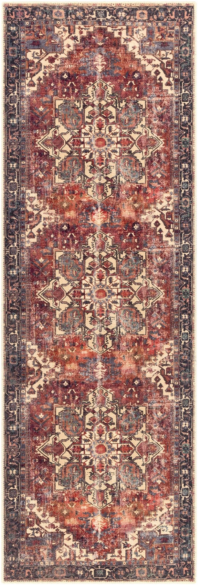 Traditional Vintage Style Brown, Rust And Beige Machine Woven Washable Rug - Image 13