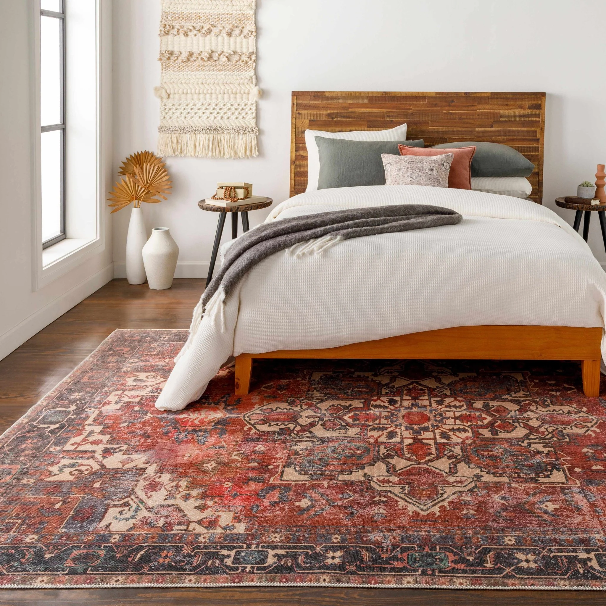 Traditional Vintage Style Brown, Rust And Beige Machine Woven Washable Rug - Image 14