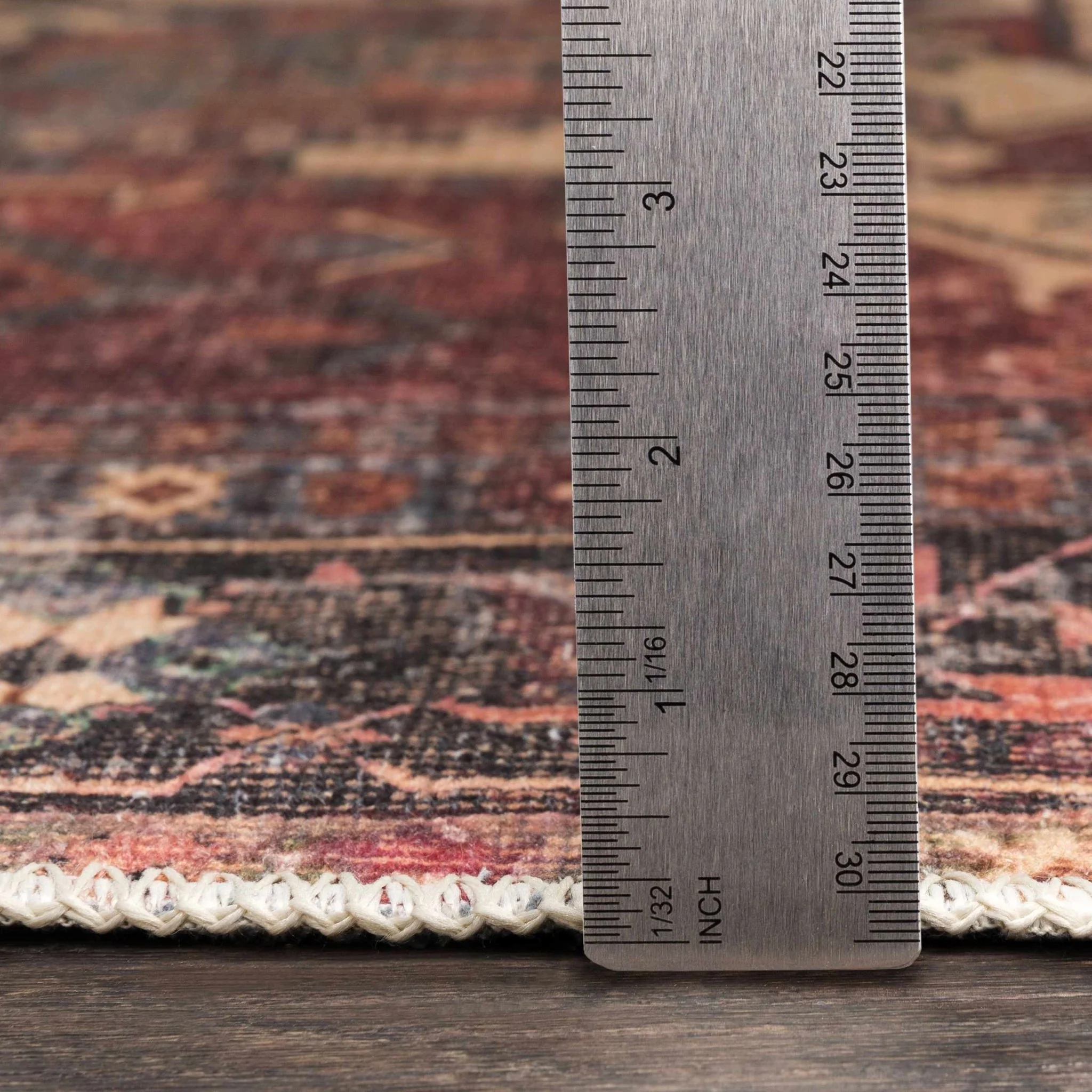 Traditional Vintage Style Brown, Rust And Beige Machine Woven Washable Rug - Image 5