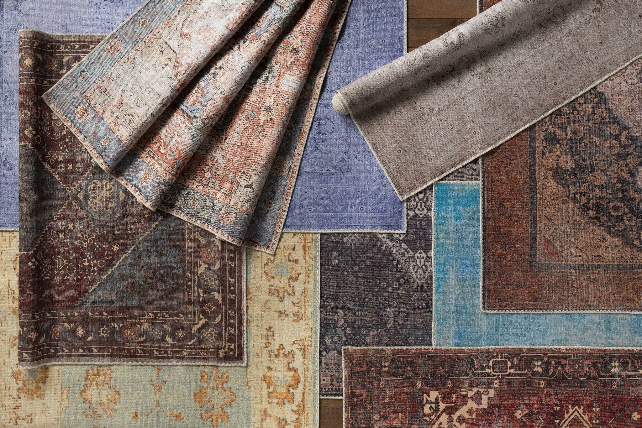Traditional Vintage Style Brown, Rust And Beige Machine Woven Washable Rug - Image 6