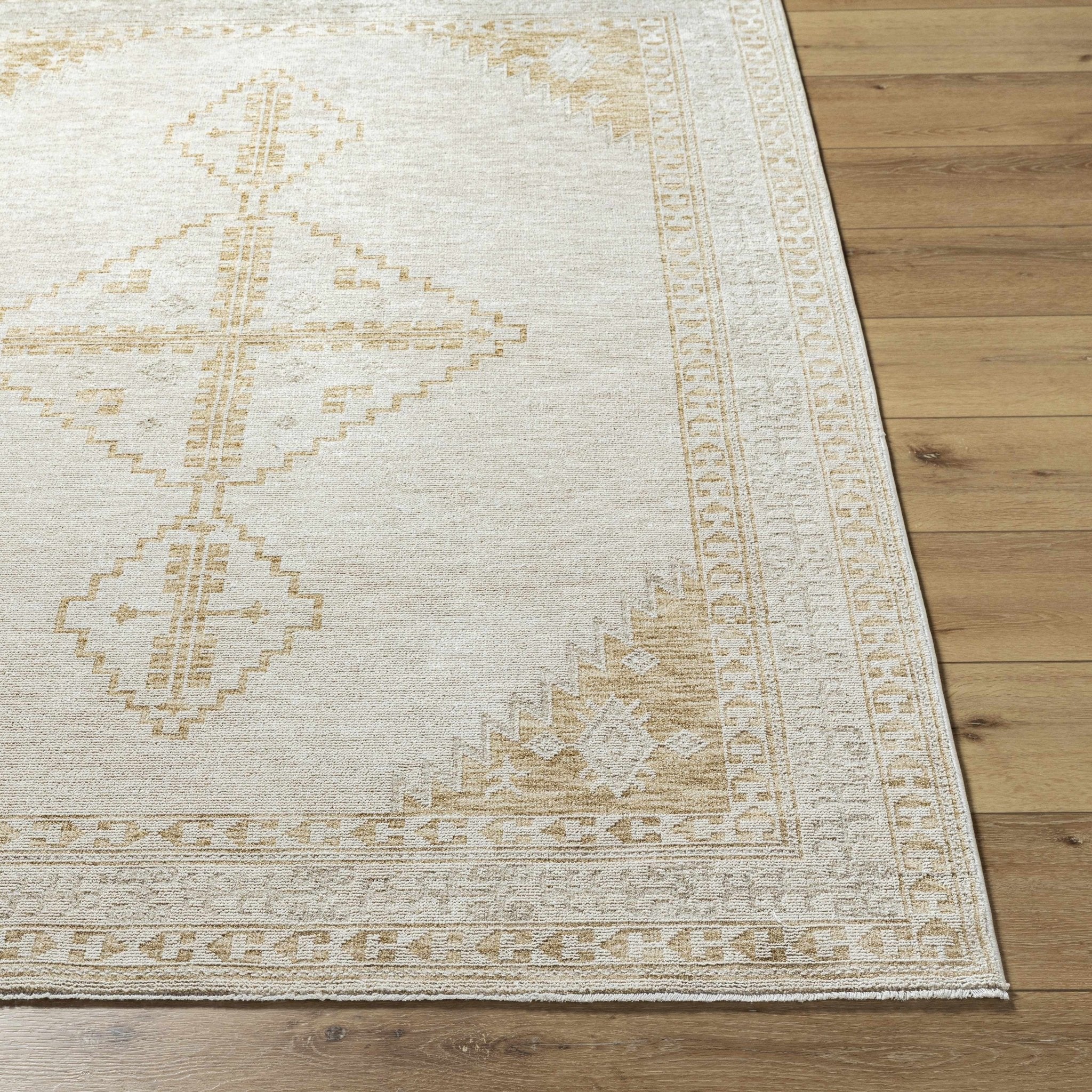 Transitional Bohemian Design Tan Machine Woven Rug - Image 2
