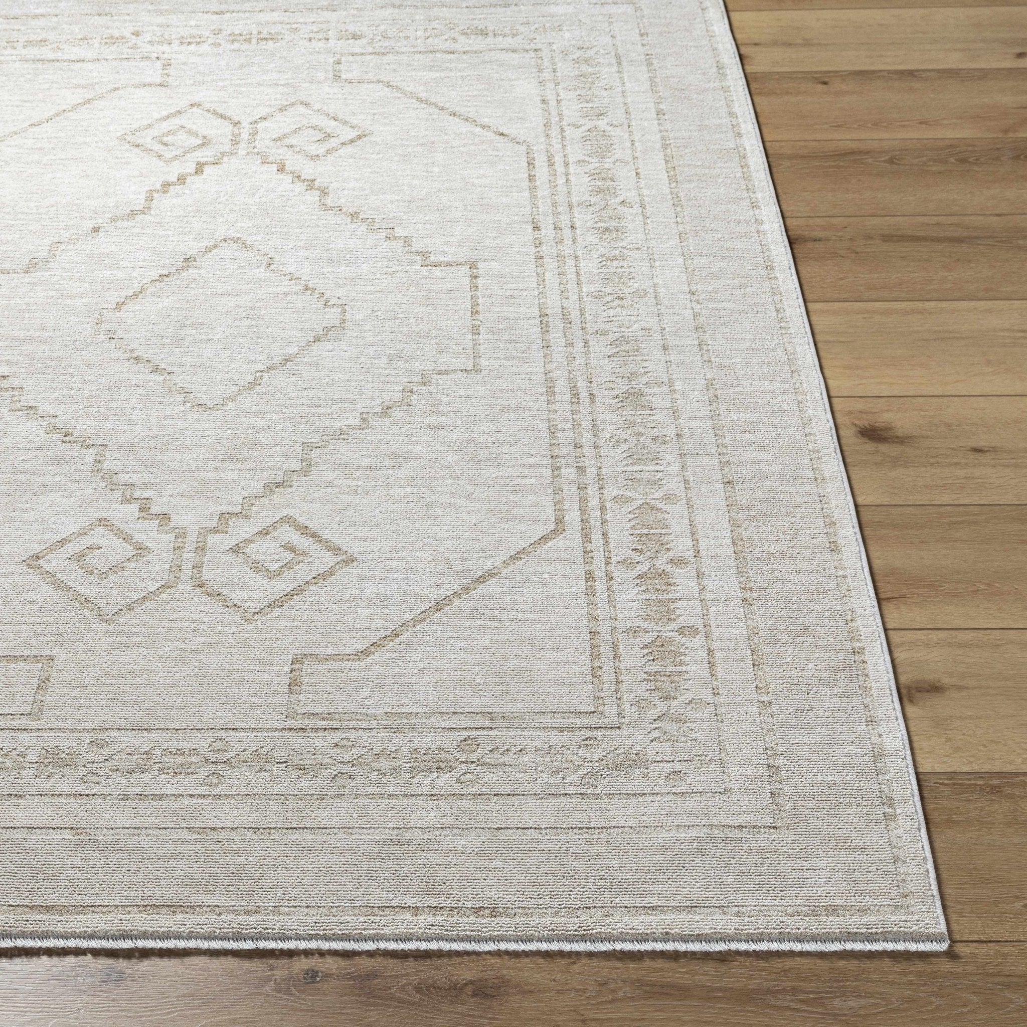 Transitional Bohemian Silver Machine Woven Rug - Image 2