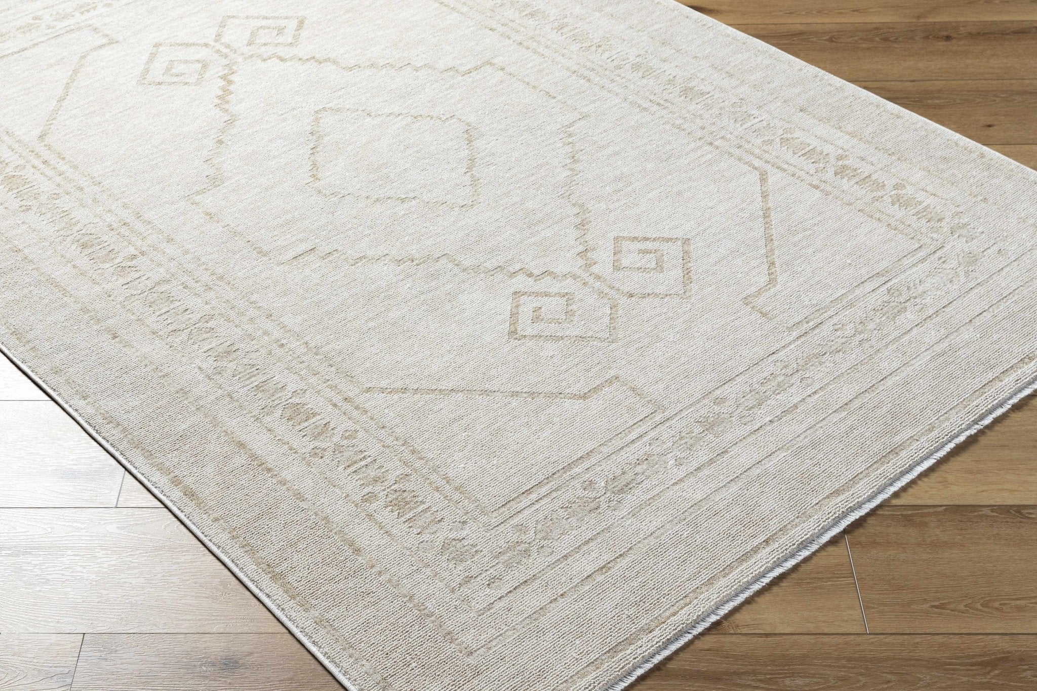 Transitional Bohemian Silver Machine Woven Rug - Image 3