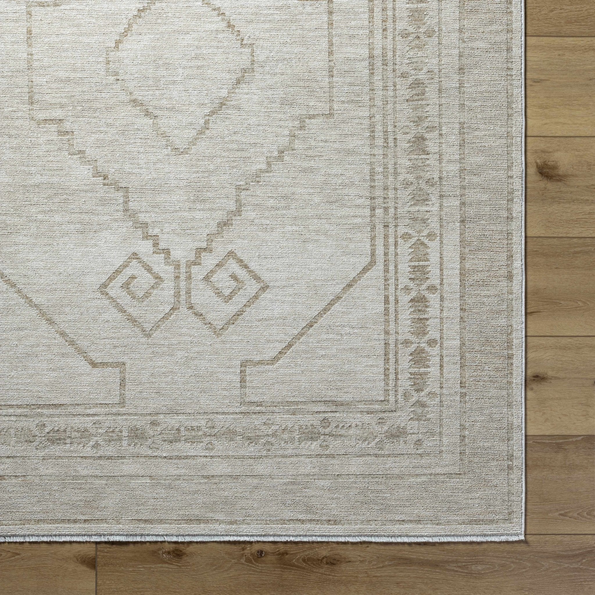 Transitional Bohemian Silver Machine Woven Rug - Image 6