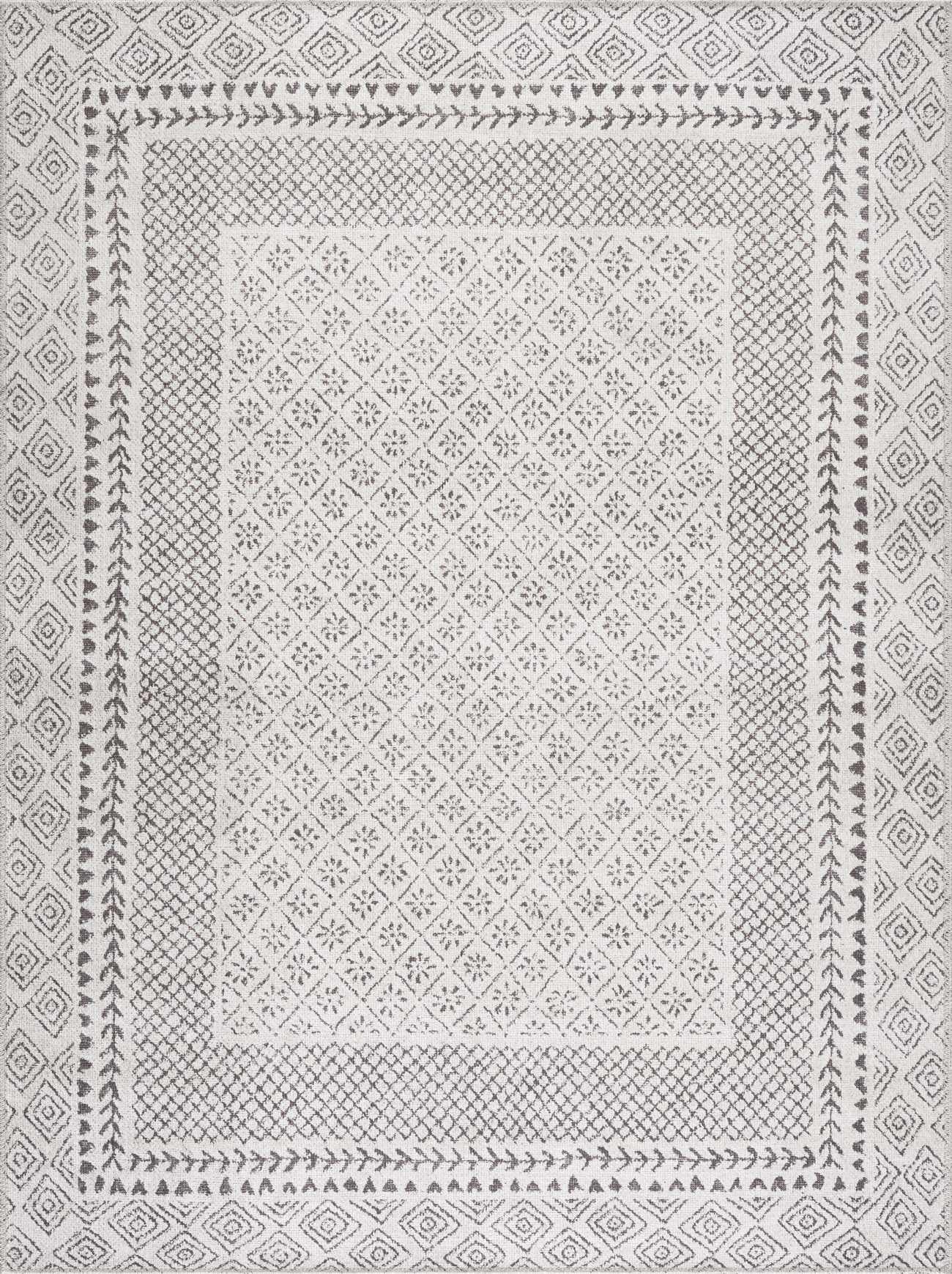 Transitional Design Ivory And Charcoal Washable Area Rug - Image 2