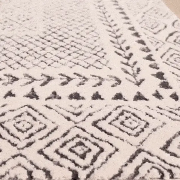 Transitional Design Ivory And Charcoal Washable Area Rug - Image 4