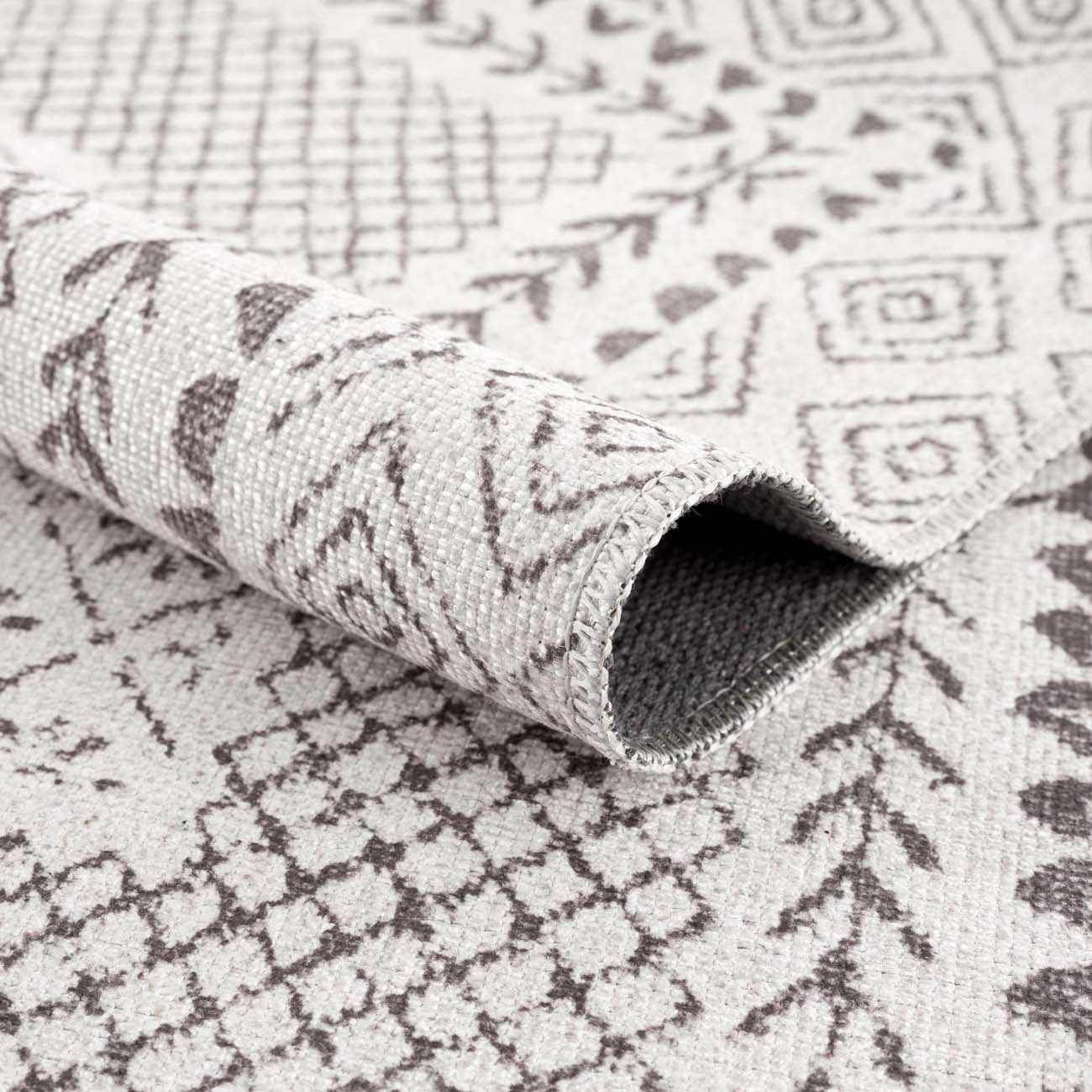 Transitional Design Ivory And Charcoal Washable Area Rug - Image 8
