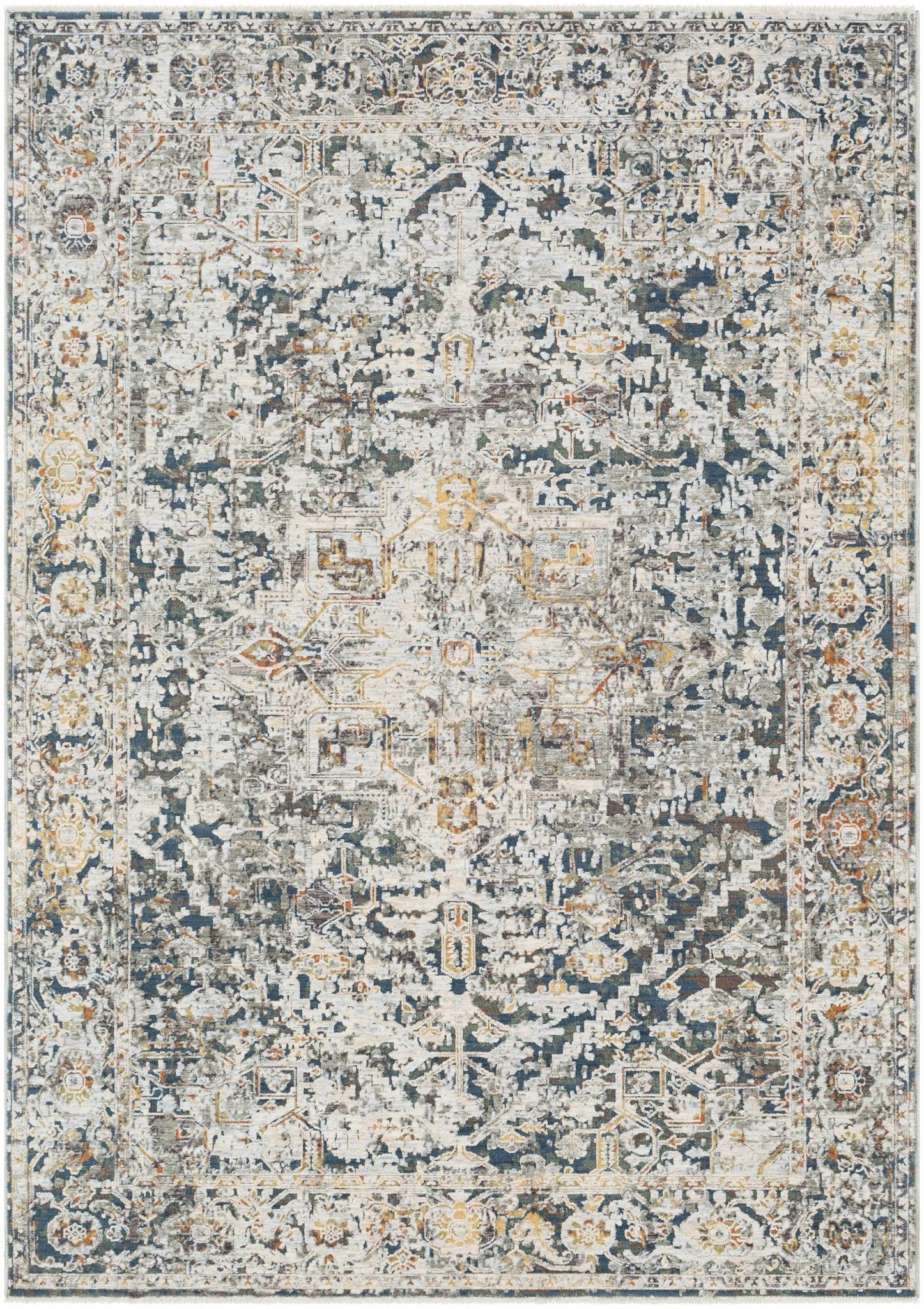 Transitional Design Ivory Machine Woven Rug - Image 12