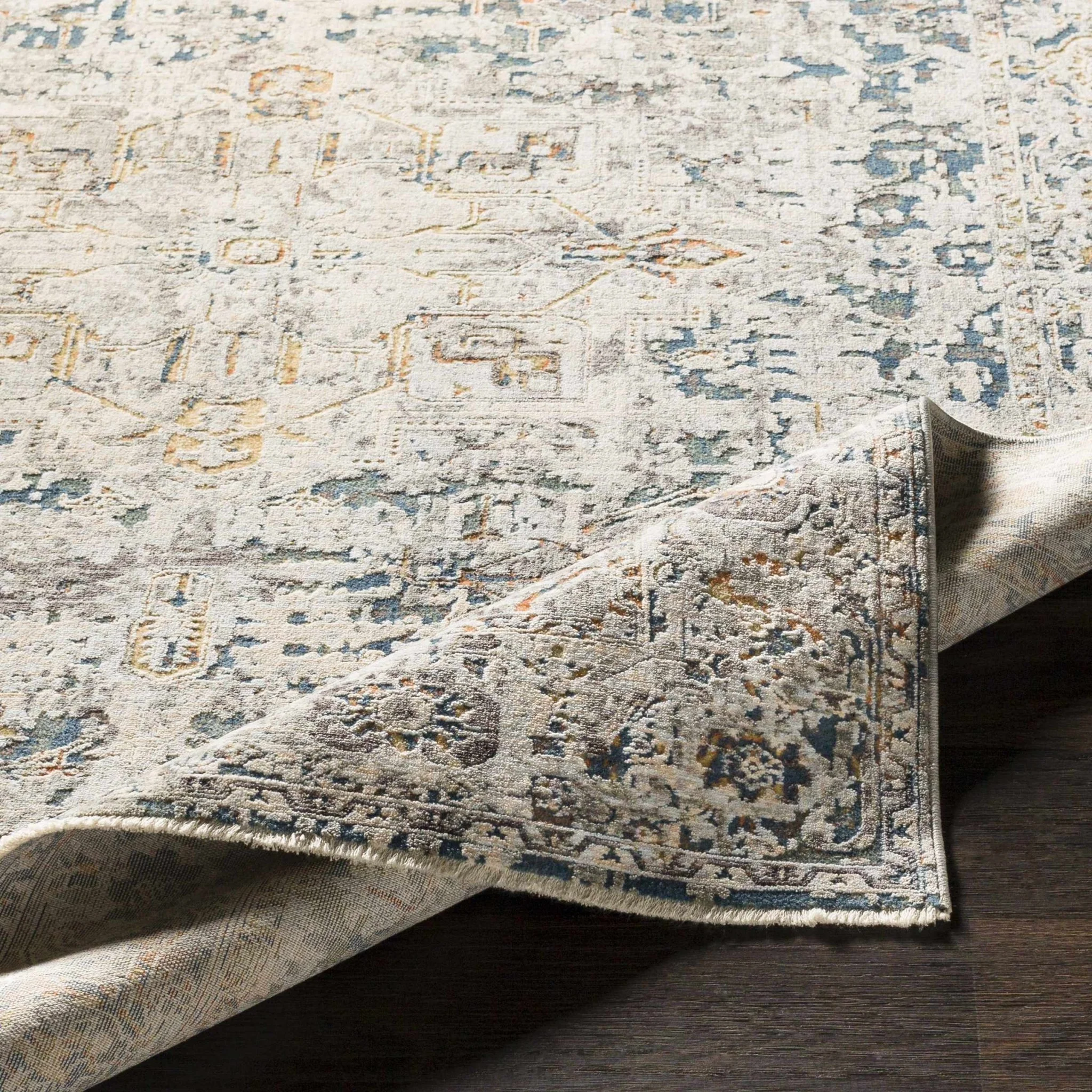 Transitional Design Ivory Machine Woven Rug - Image 5