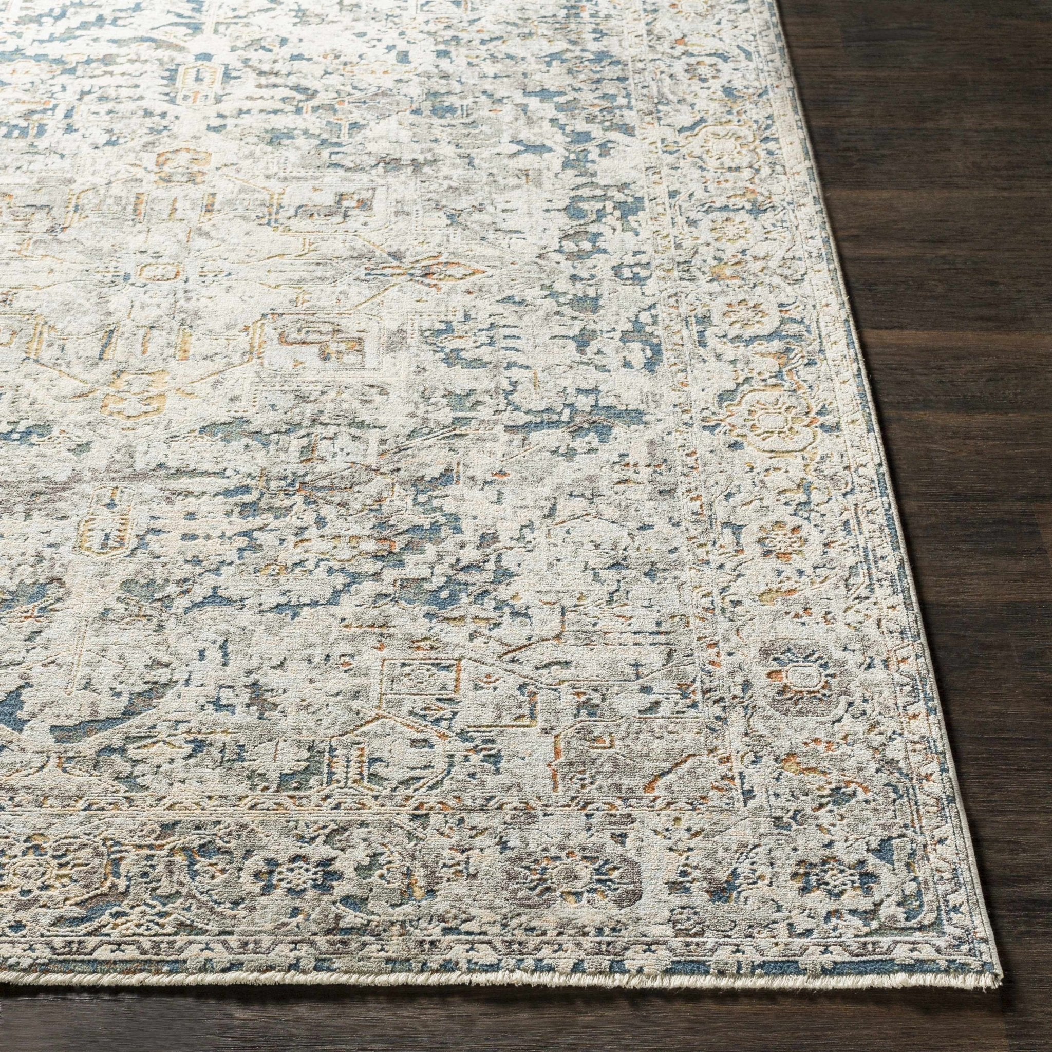 Transitional Design Ivory Machine Woven Rug - Image 9
