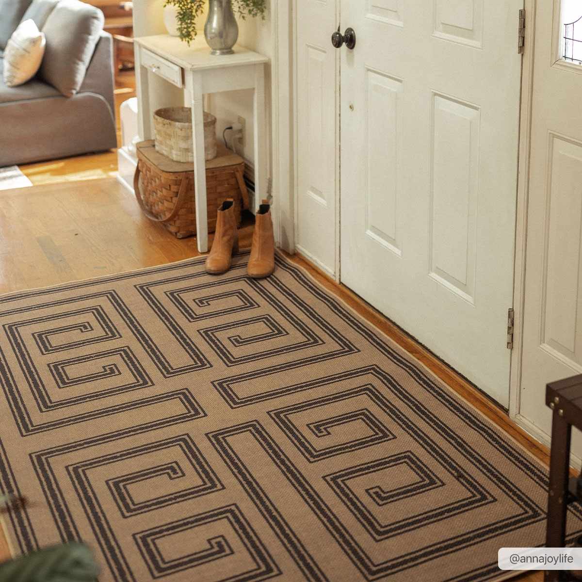 Transitional Style Brown Washable Jutely Rug - Image 2