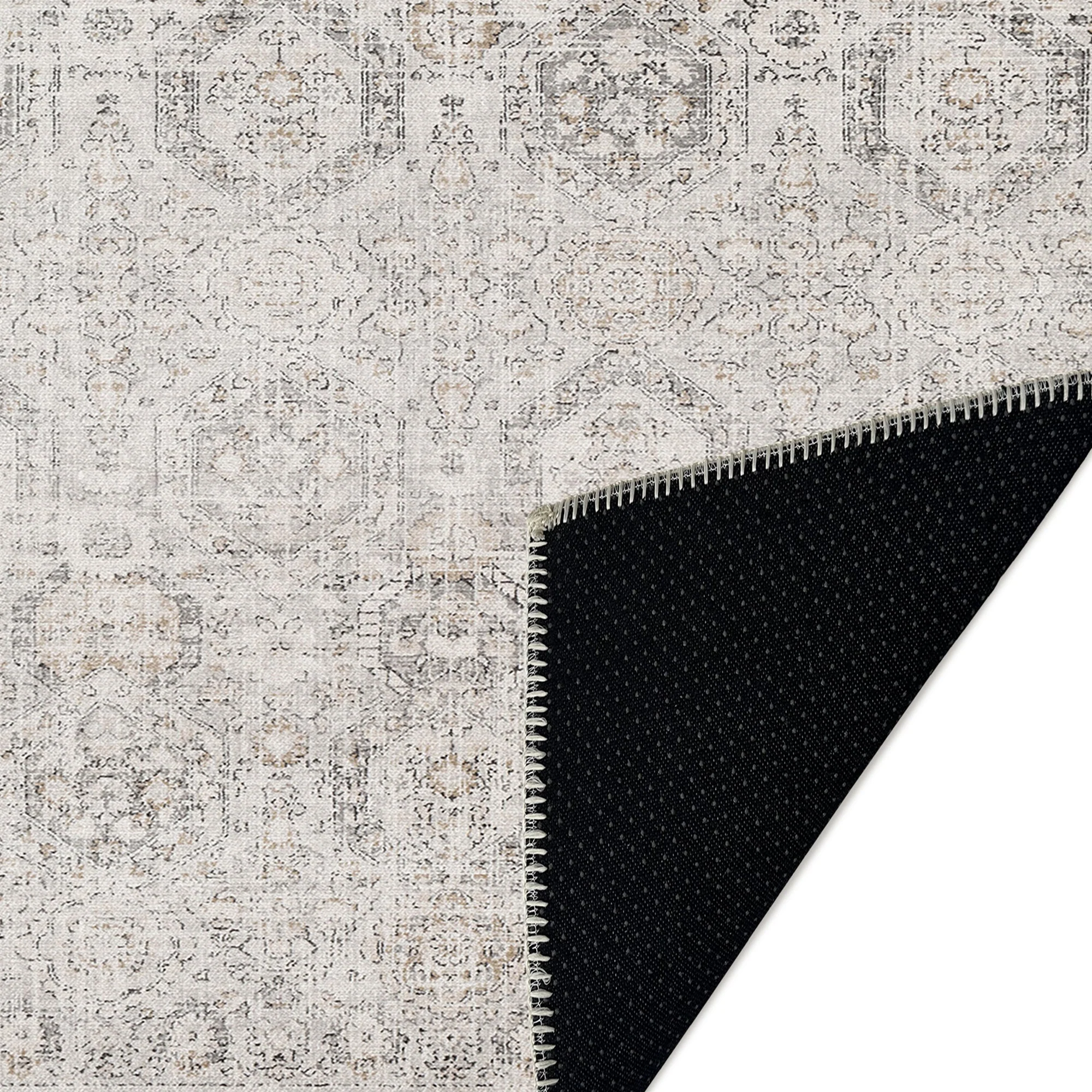 Transitional Style Ivory Machine Washable Cotton Rug - Image 7