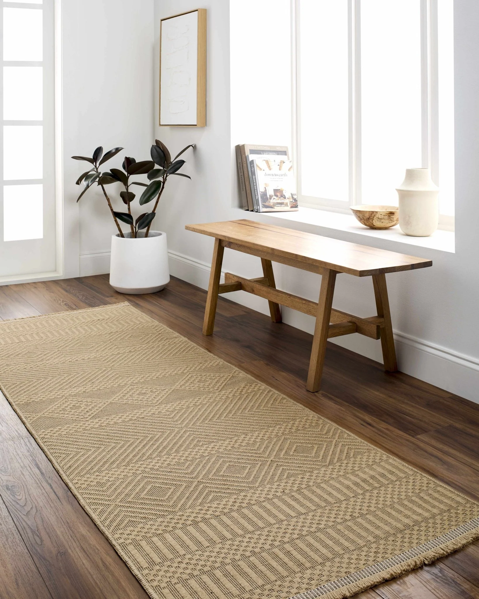 Transitional Style Tan Washable Jute Area Rug - Image 8