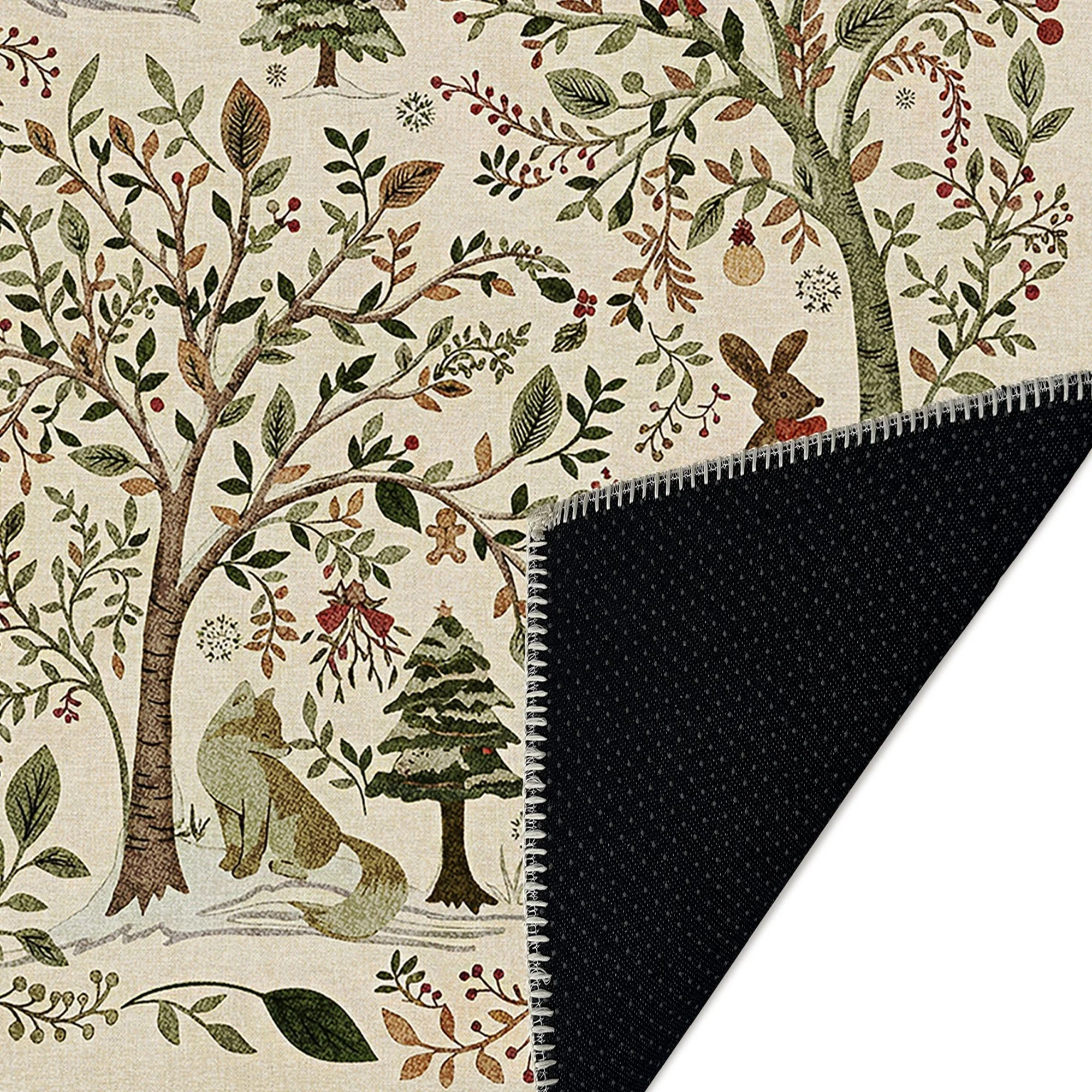Tree Of Life Beige Machine Washable Cotton Area Rug - Image 6