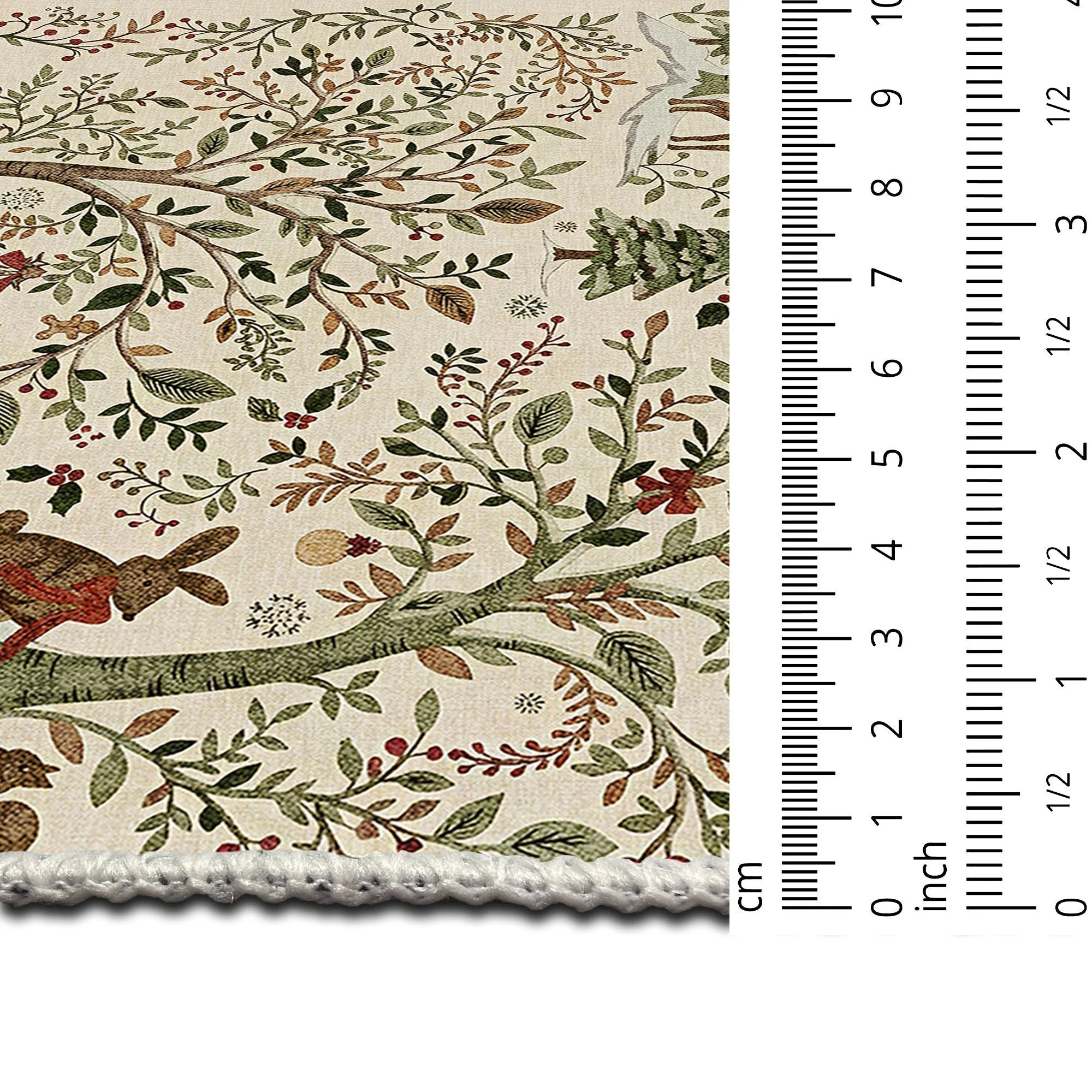 Tree Of Life Beige Machine Washable Cotton Area Rug - Image 7