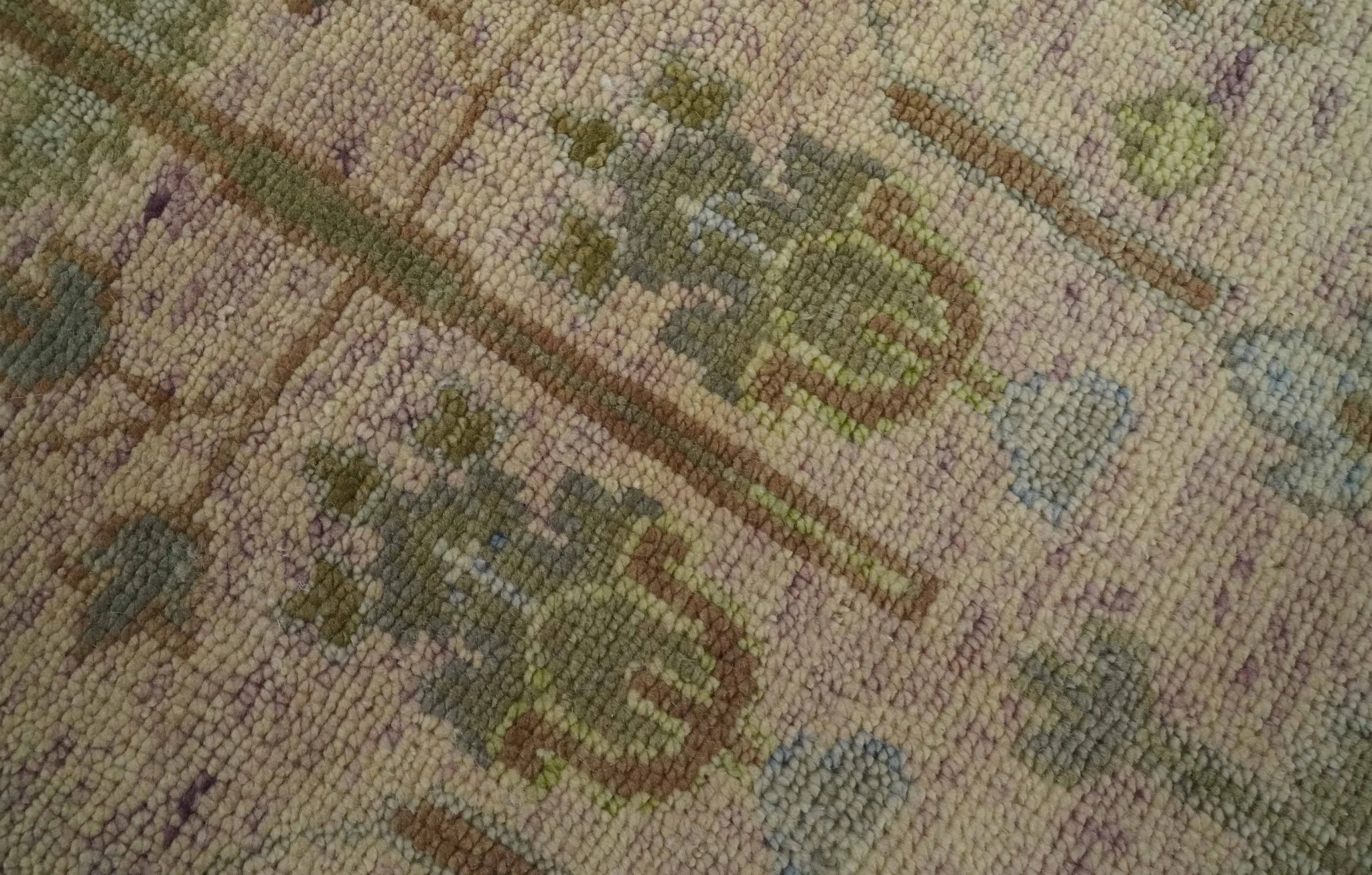 Tree of life Beige, Purple and Olive Hand Knotted Traditional Floral Custom Made wool rug - Image 4