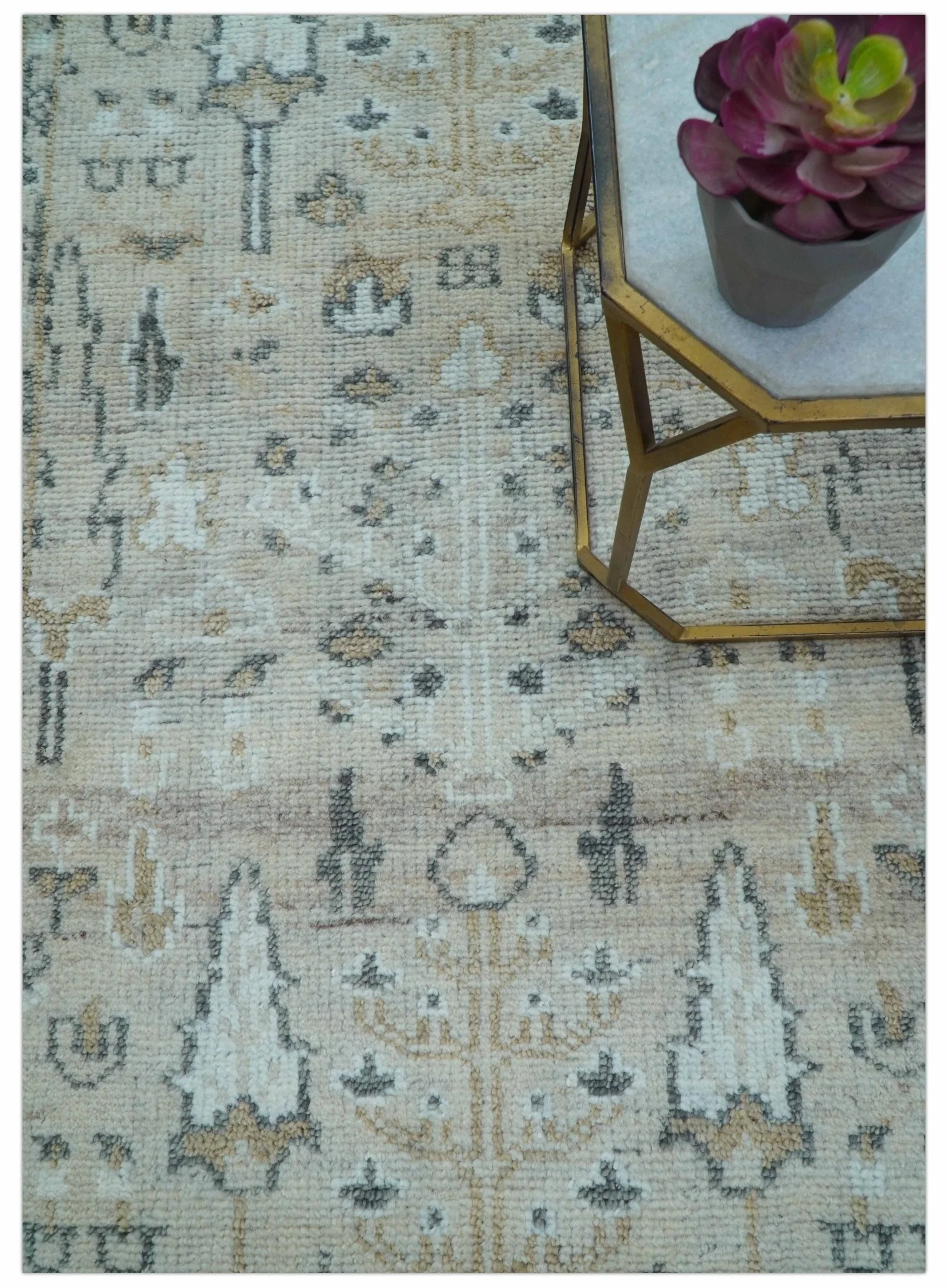 Tree of life Beige Traditional Style Hand knotted 4x6 Wool Area Rug - Image 3