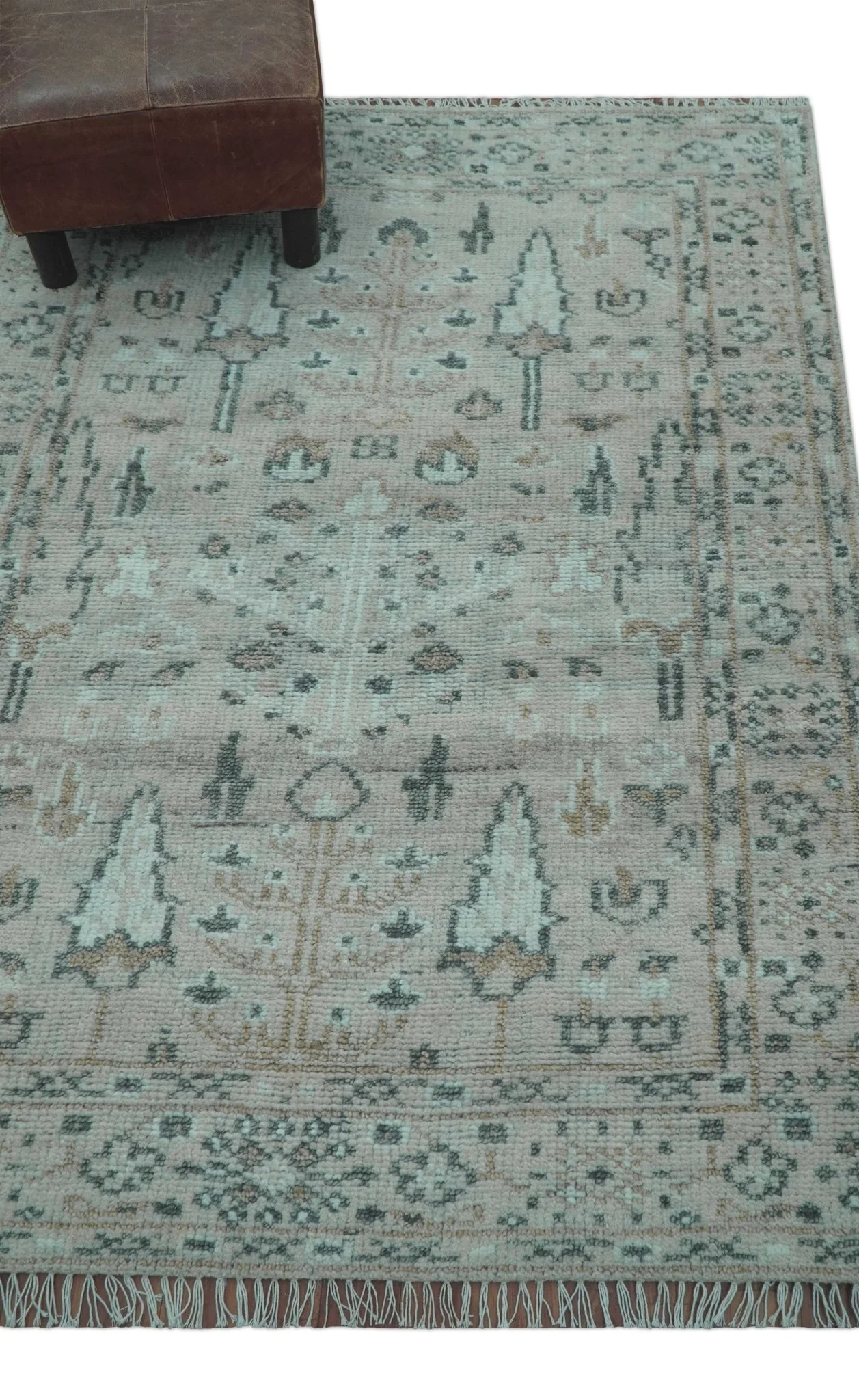 Tree of life Beige Traditional Style Hand knotted 4x6 Wool Area Rug - Image 4