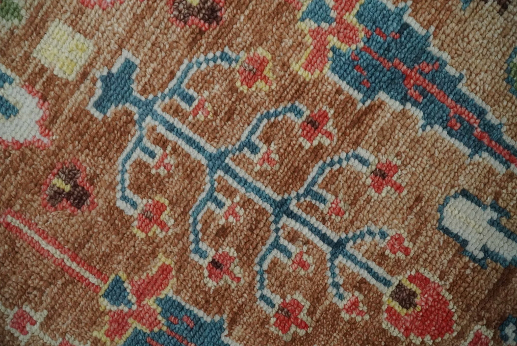 Custom made Tree of Life Brown and Rust Hand Knotted Traditional Oushak Wool Rug - Image 5