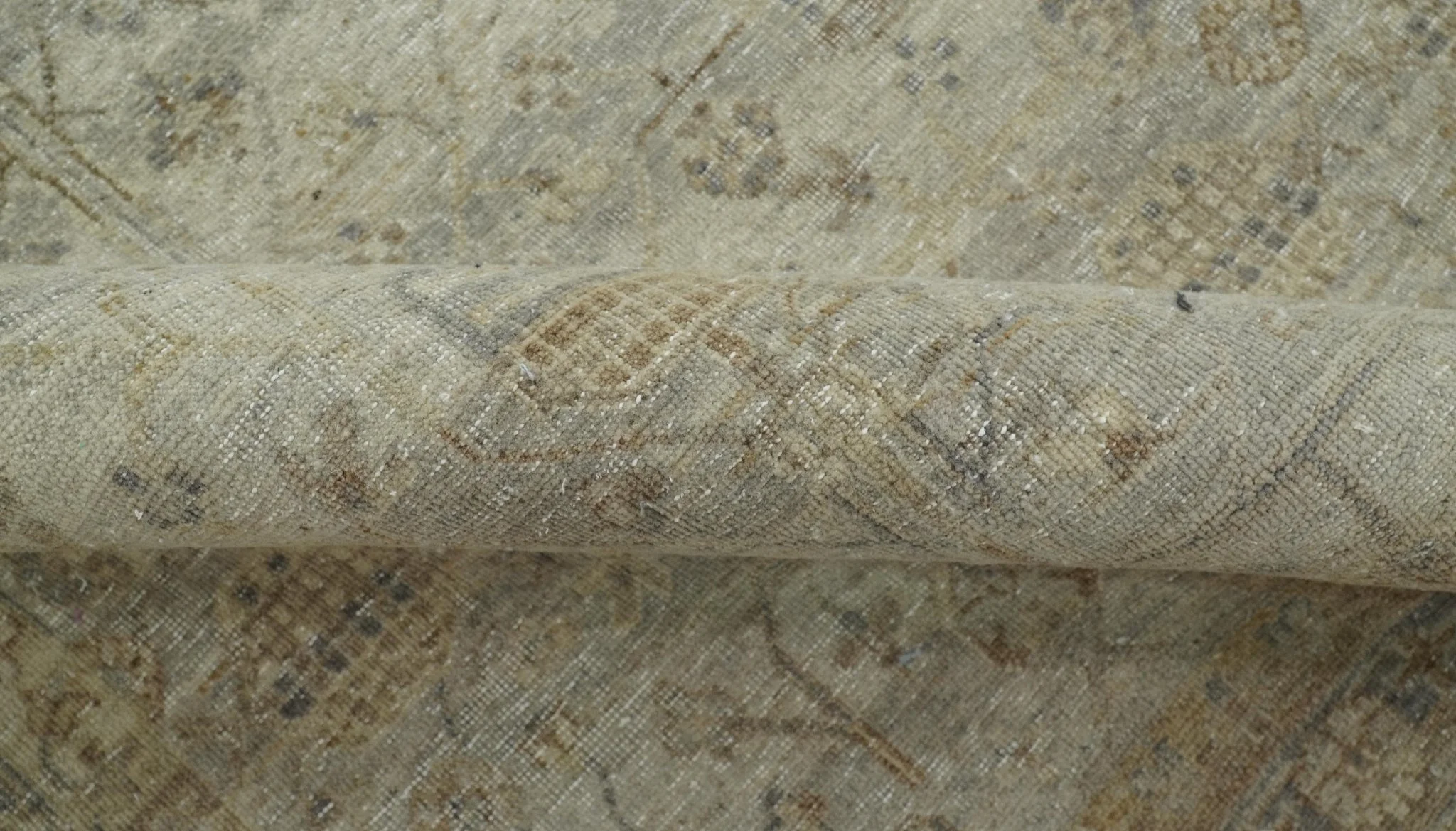 Distressed Silver And Beige Hand Knotted khotan design Custom Made wool area rug - Image 6