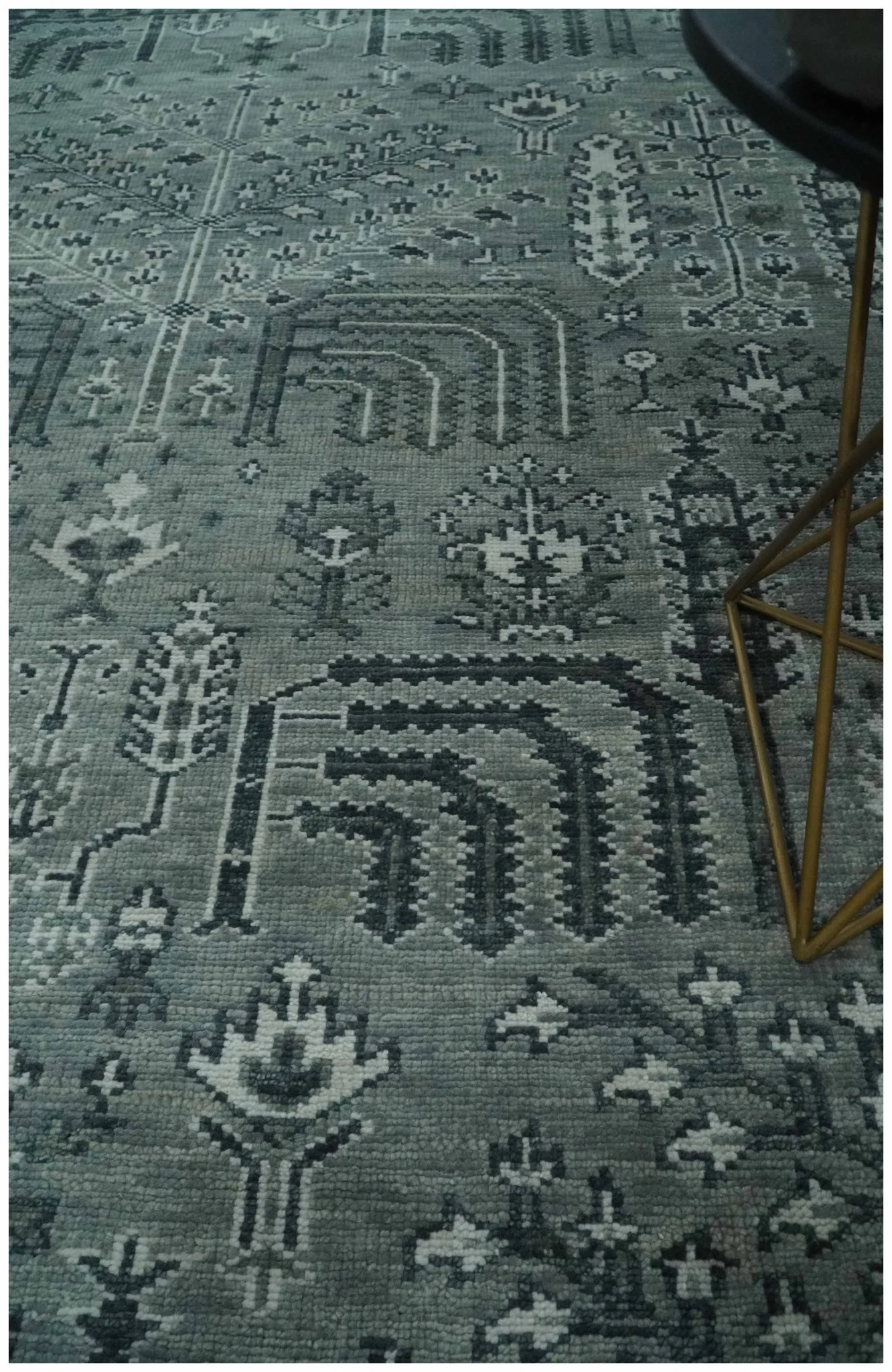 Tree of life Gray, Charcoal and Ivory Hand knotted Traditional Floral Multi Size wool Area Rug - Image 3