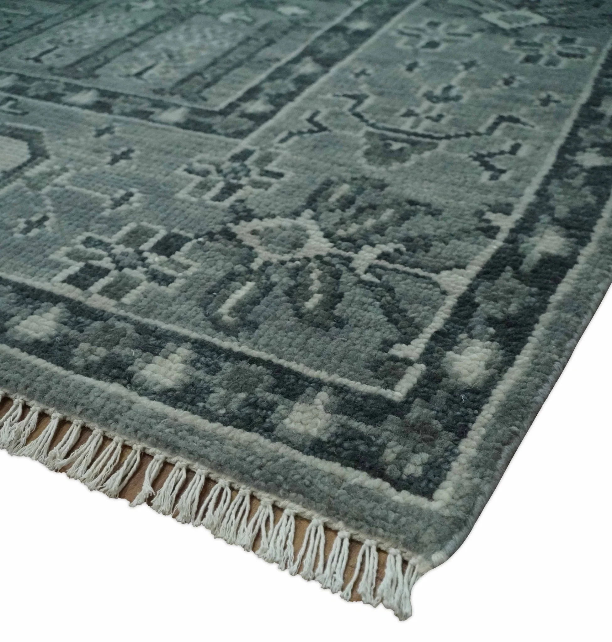 Tree of life Gray, Charcoal and Ivory Hand knotted Traditional Floral 9x12 wool Area Rug - Image 6