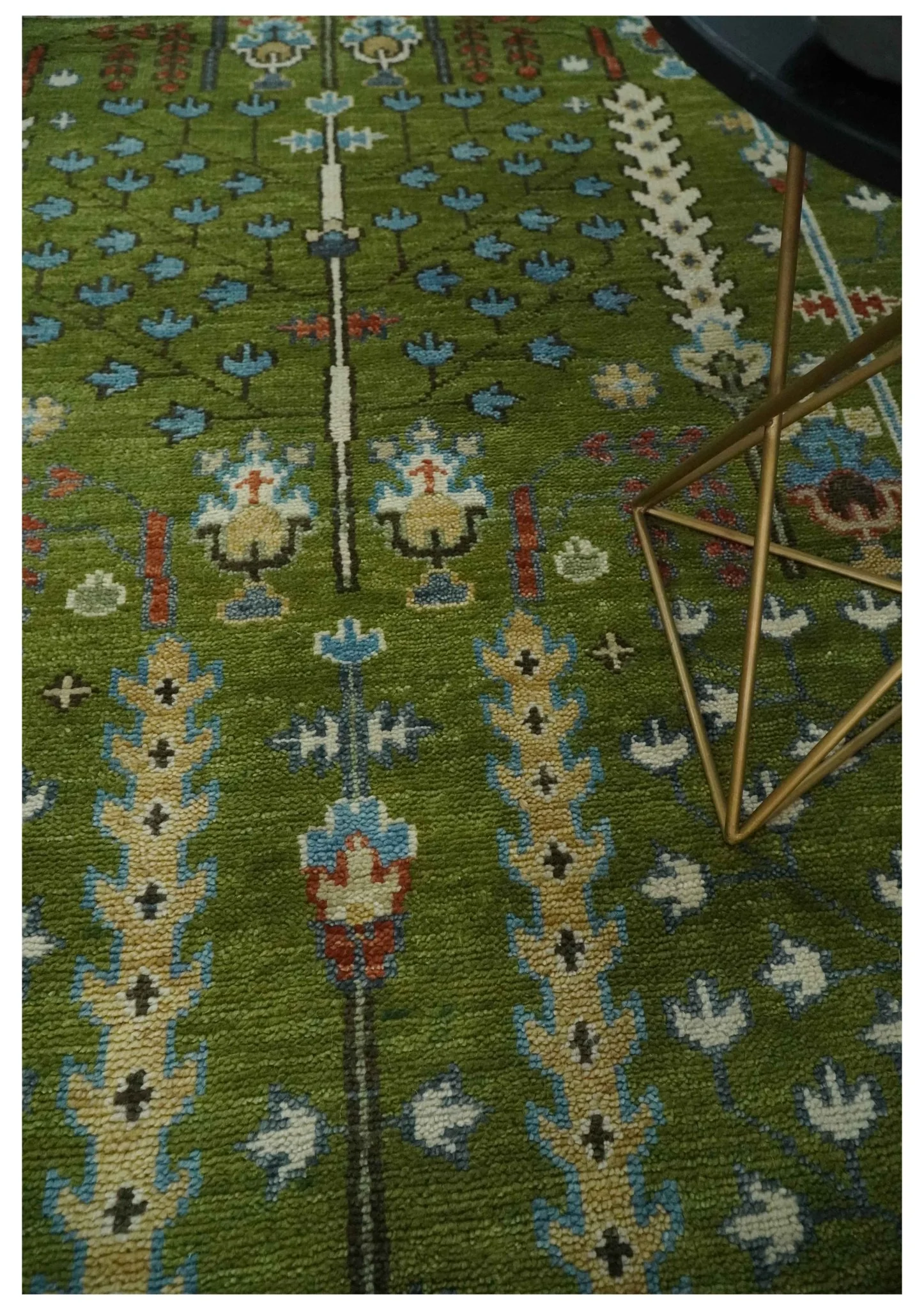 Tree of life Green and Rust Traditional Hand knotted 8x10 wool Area Rug - Image 2