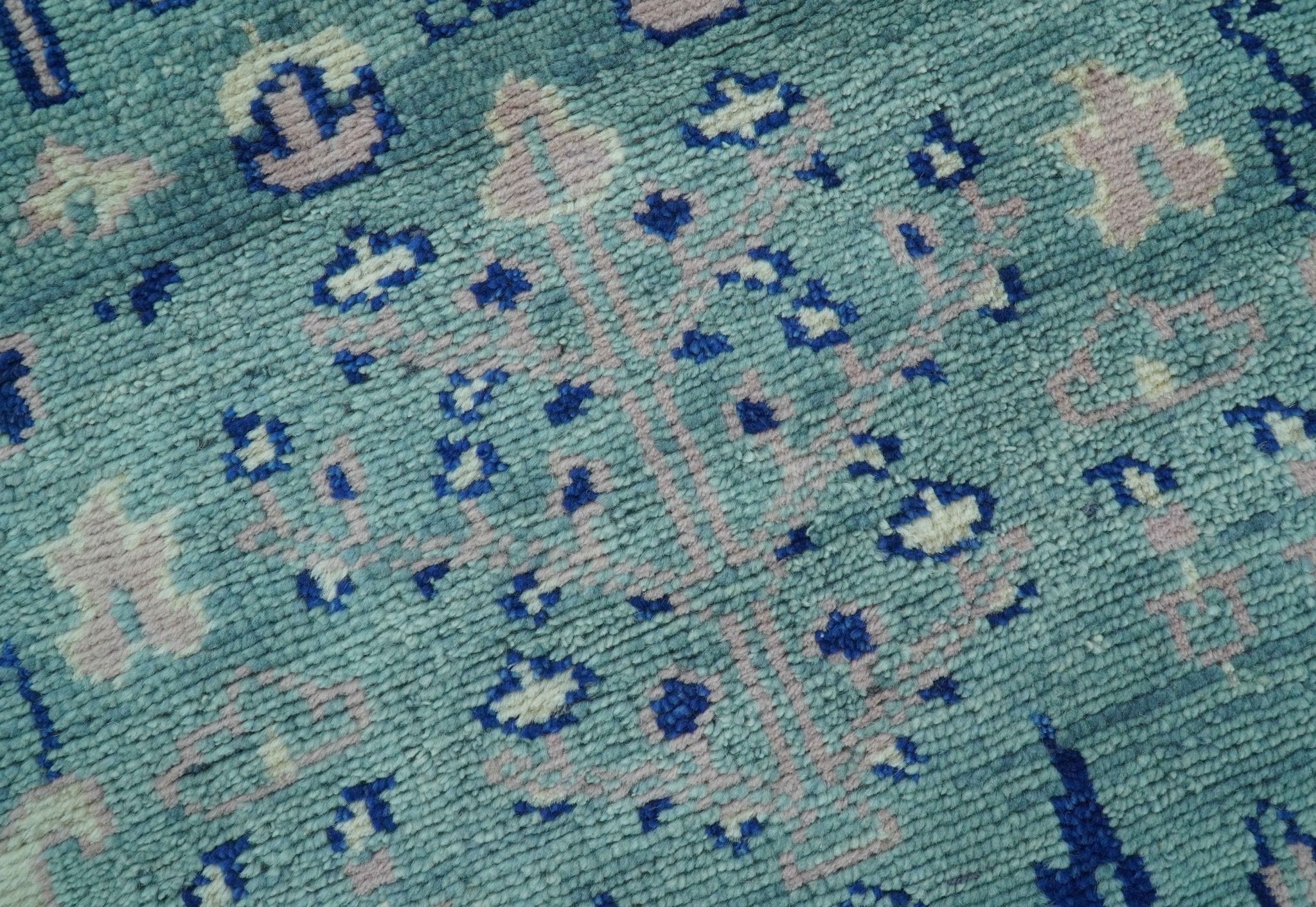 Tree of life Teal And Blue Hand knotted 4x6 Wool Area Rug - Image 5