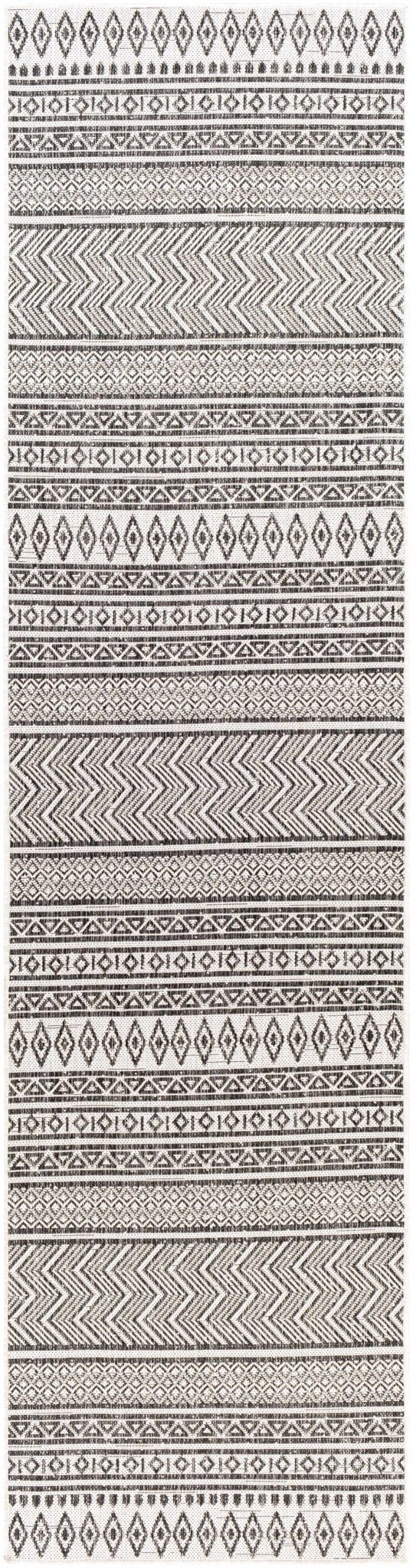 Contemporary Trellis Tribal Look Ivory And Charcoal Area Rug - Image 10
