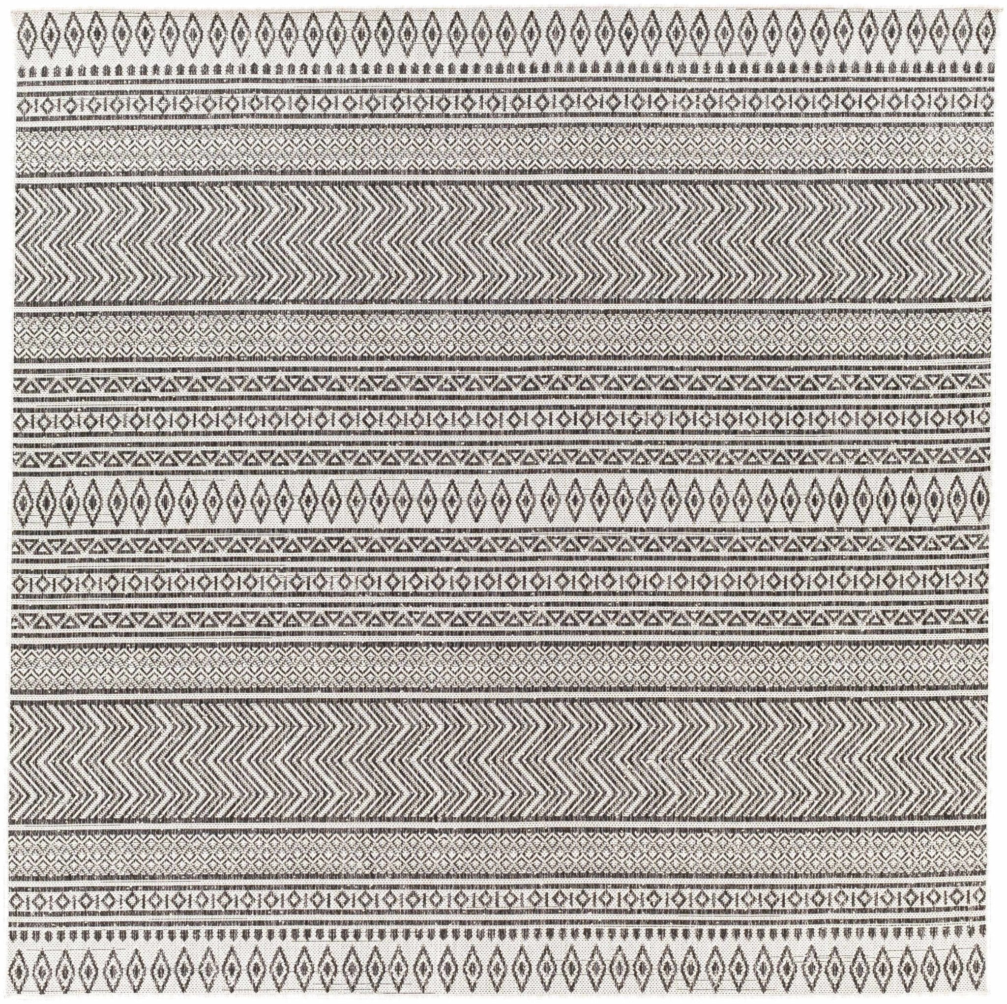 Contemporary Trellis Tribal Look Ivory And Charcoal Area Rug - Image 11
