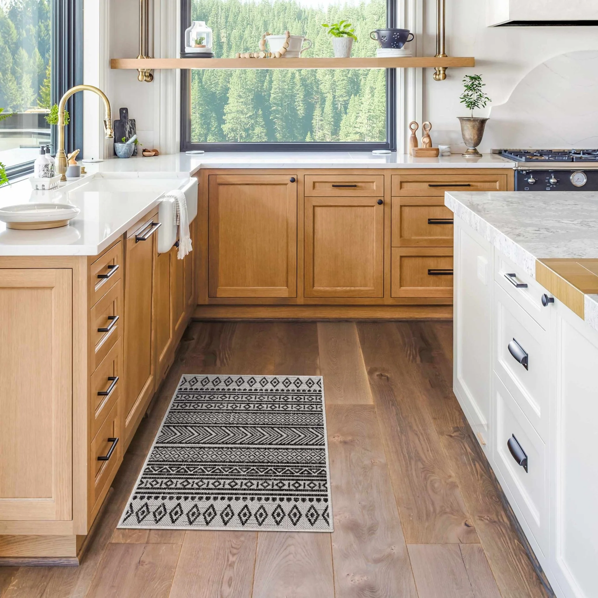 Contemporary Trellis Tribal Look Ivory And Charcoal Area Rug - Image 12