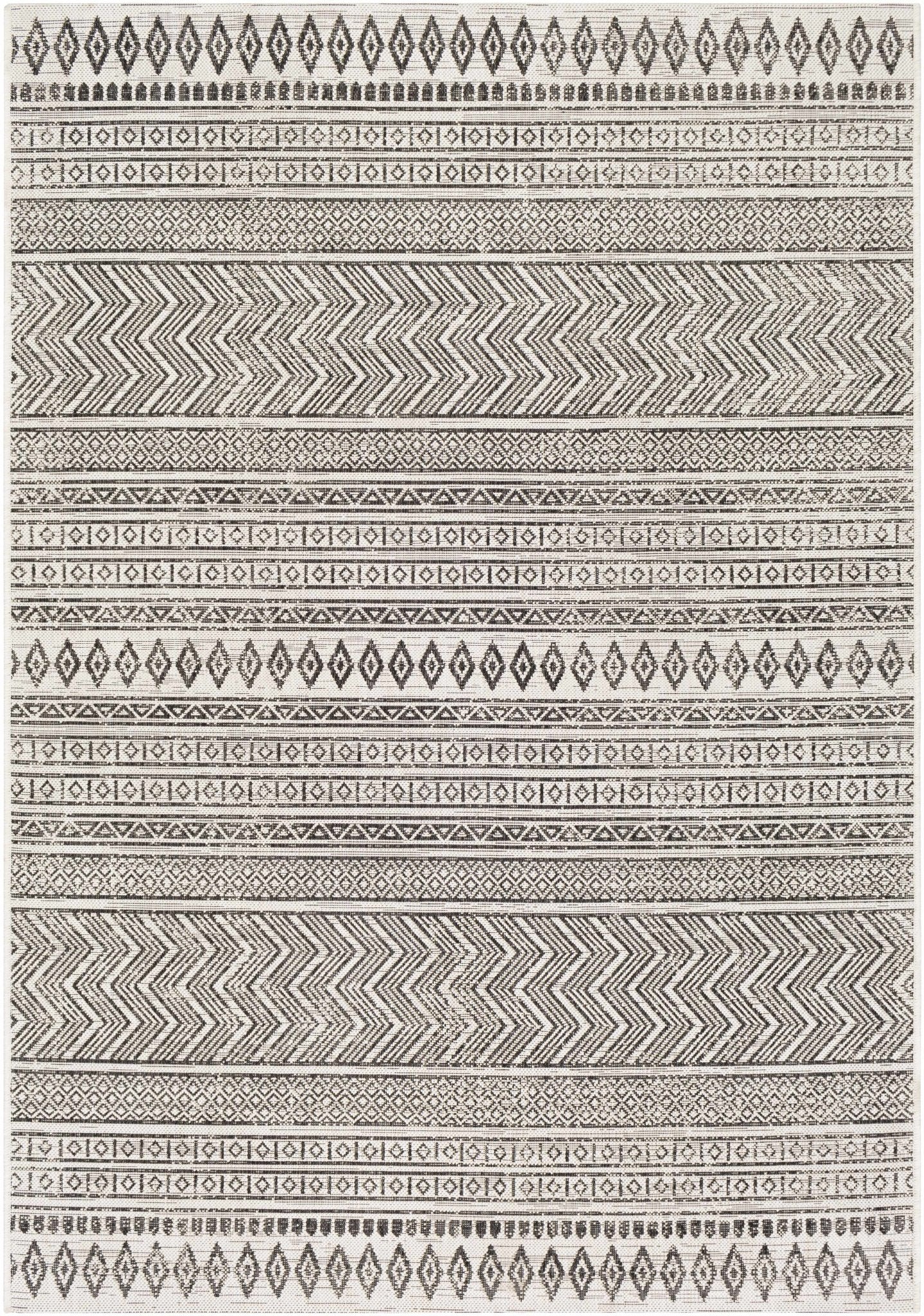 Contemporary Trellis Tribal Look Ivory And Charcoal Area Rug - Image 16