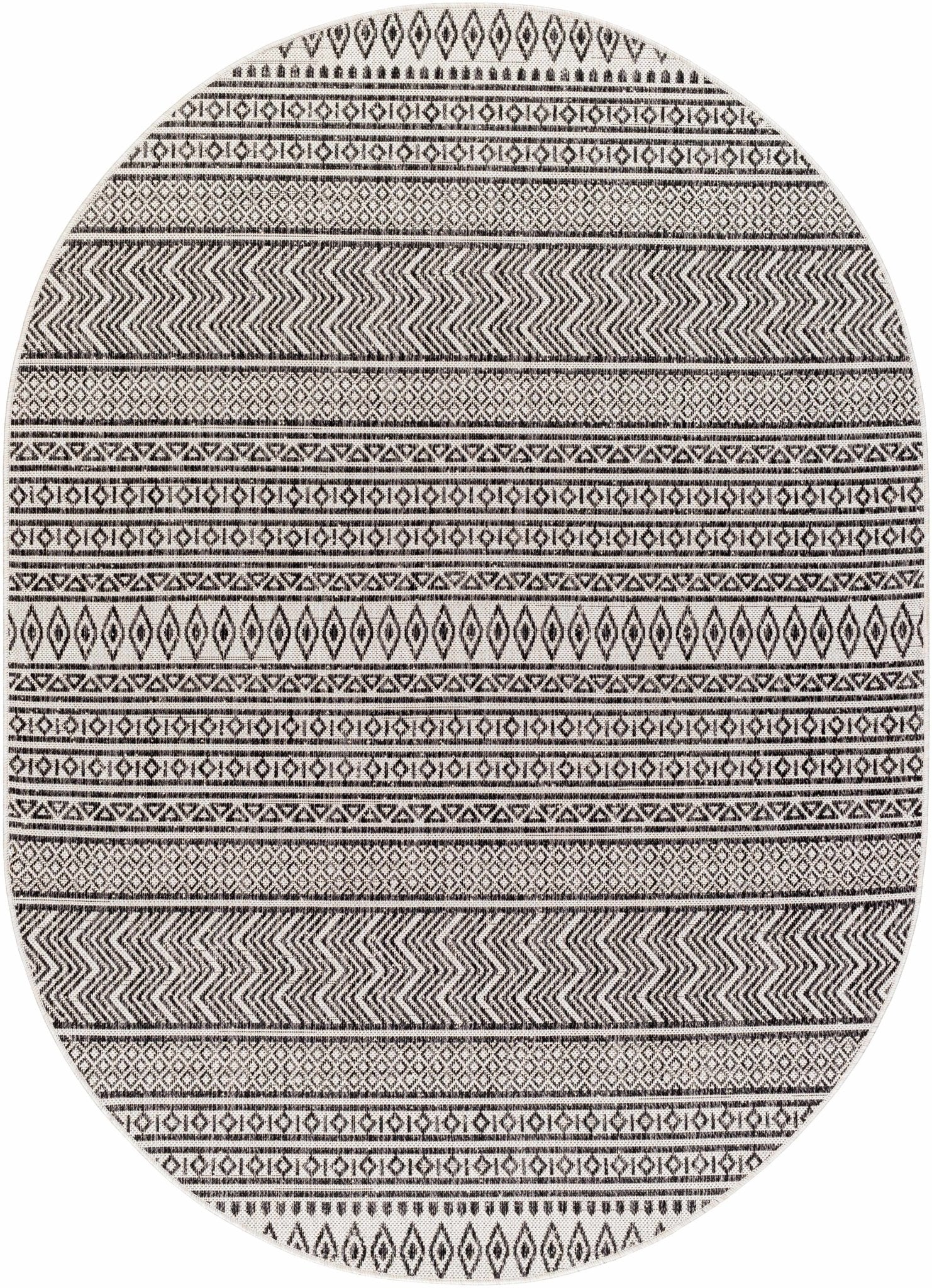 Contemporary Trellis Tribal Look Ivory And Charcoal Area Rug - Image 17