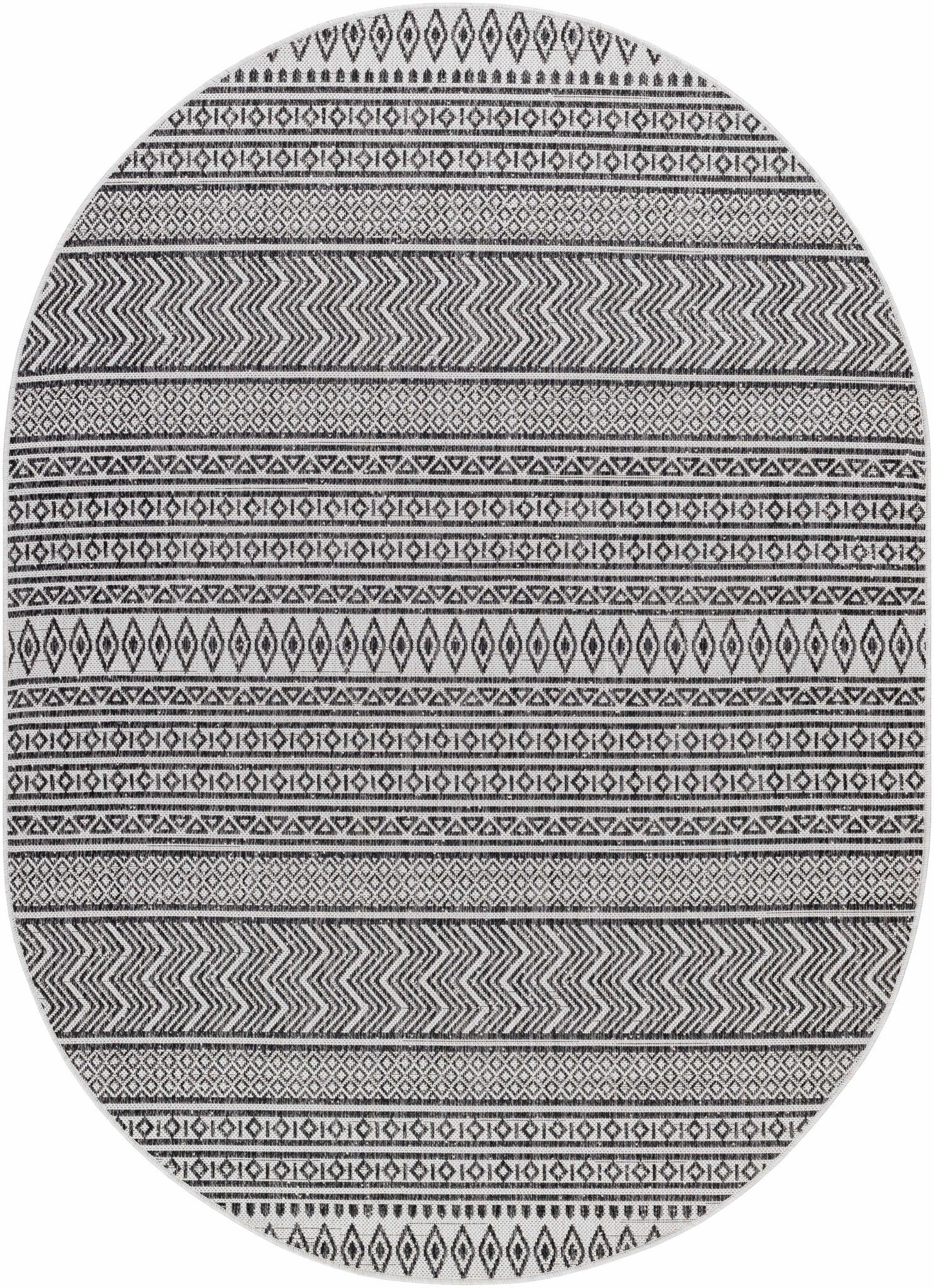 Contemporary Trellis Tribal Look Ivory And Charcoal Area Rug - Image 18